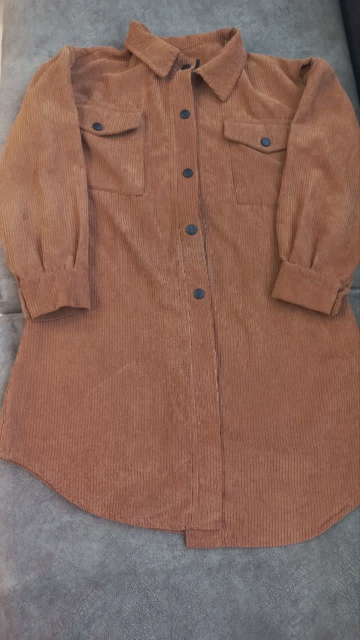 مانتو کبریتی مخمل قد80 خردلی رنگ سایز L مخمل کتان