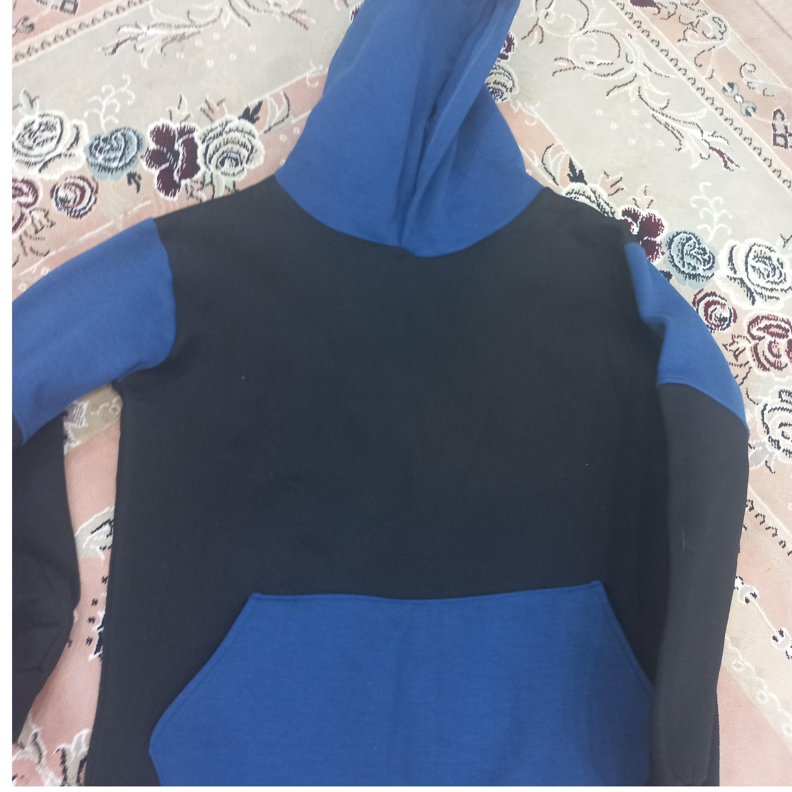 هودی ابی مشکی جیب دار ،کلاه دار سایز xL