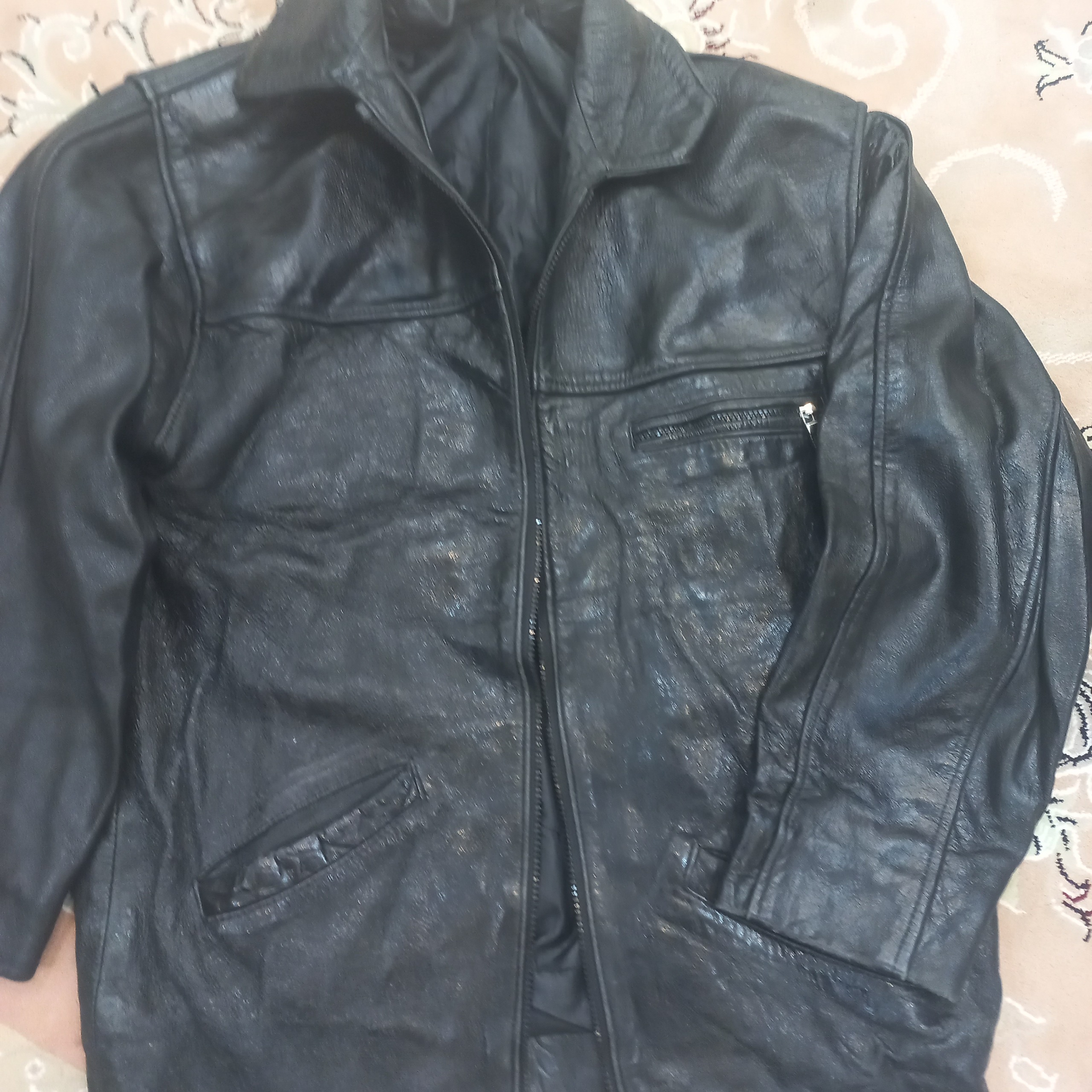 کت چرم چرم اصلی مشکی سایز 50 مردانه یا اسپرتی