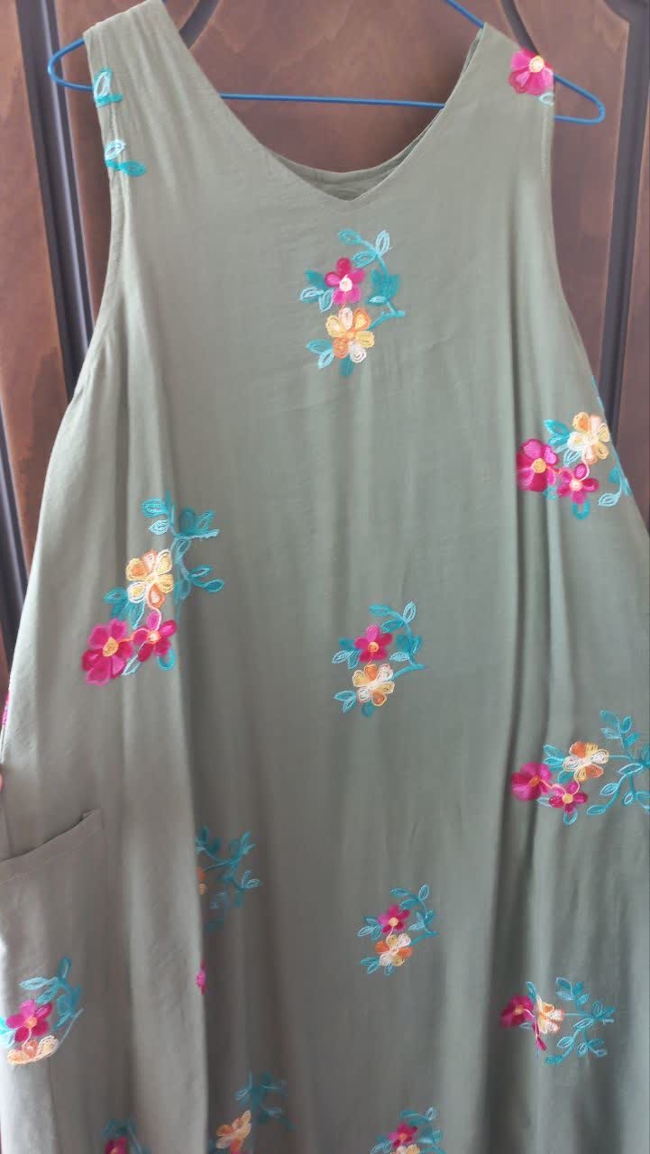 سارافون زنانه سایز xL نخی رنگ سبز(درحدنو)