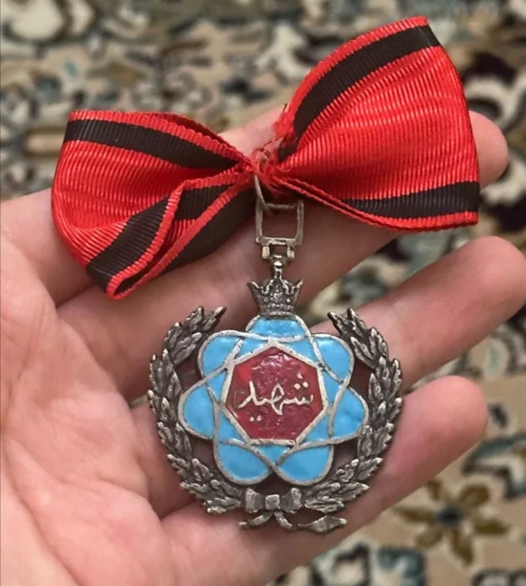 نشان نقره شهید جاوید روبان فابریک (کمیاب)