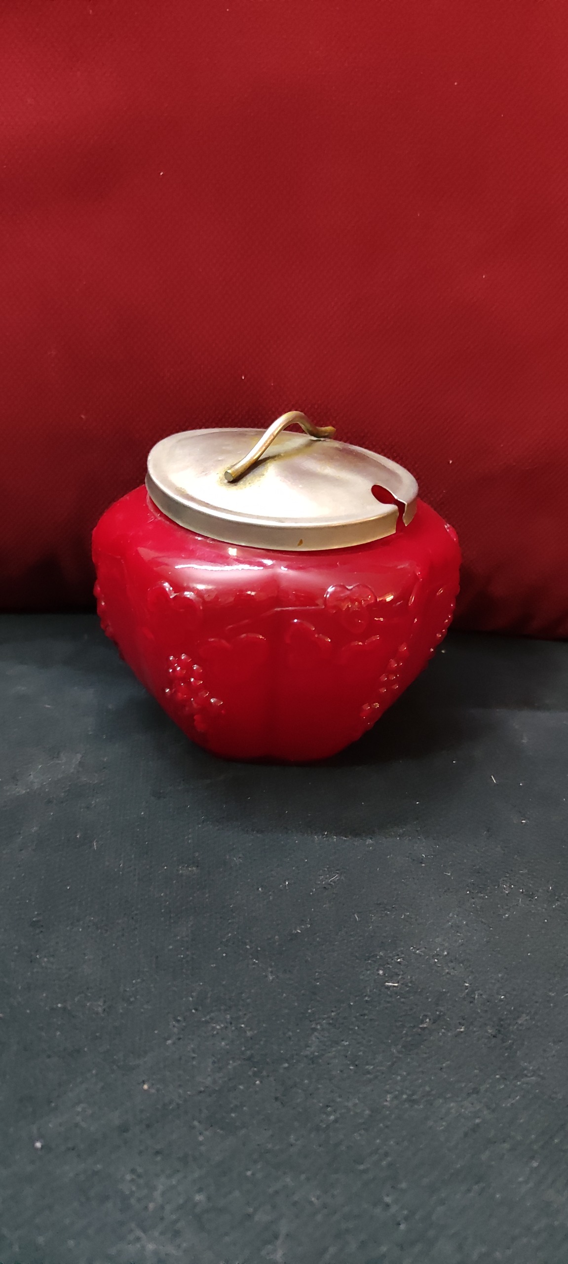 قندان و شکرپاش قاجاری دانه انگوری با درب ورشو