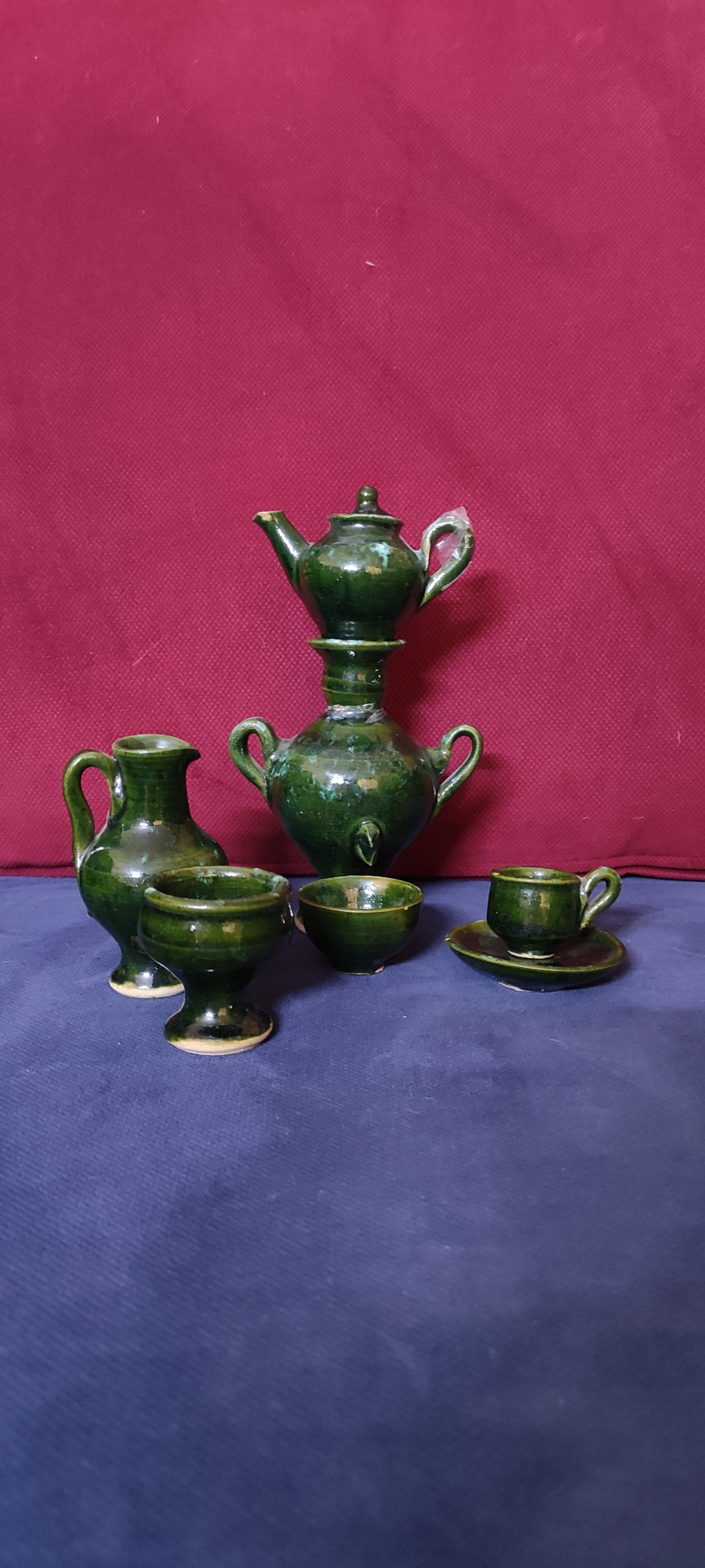 ظروف مینیاتوری سماور و چایخوری سفالی