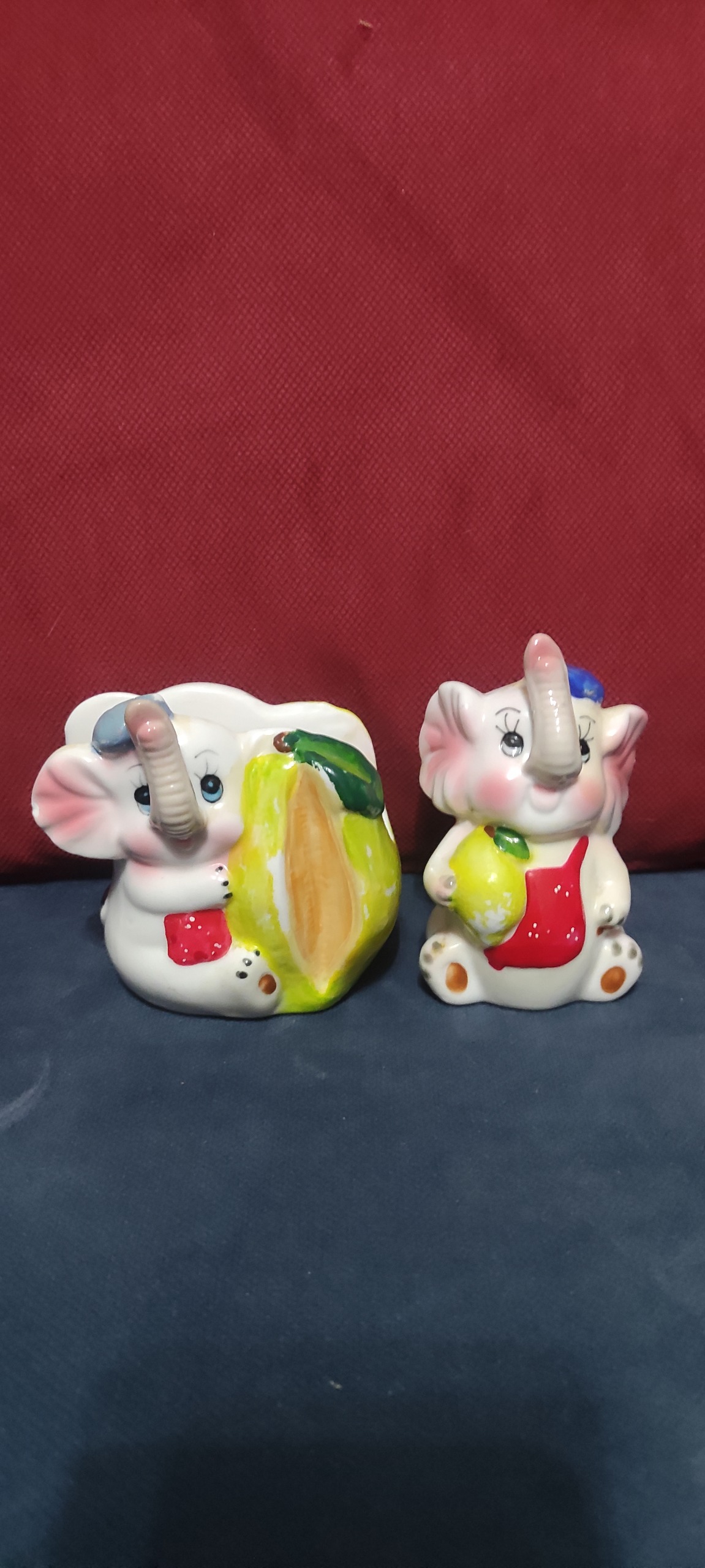 ست جا دستمالی و نمکدان قدیمی فیل