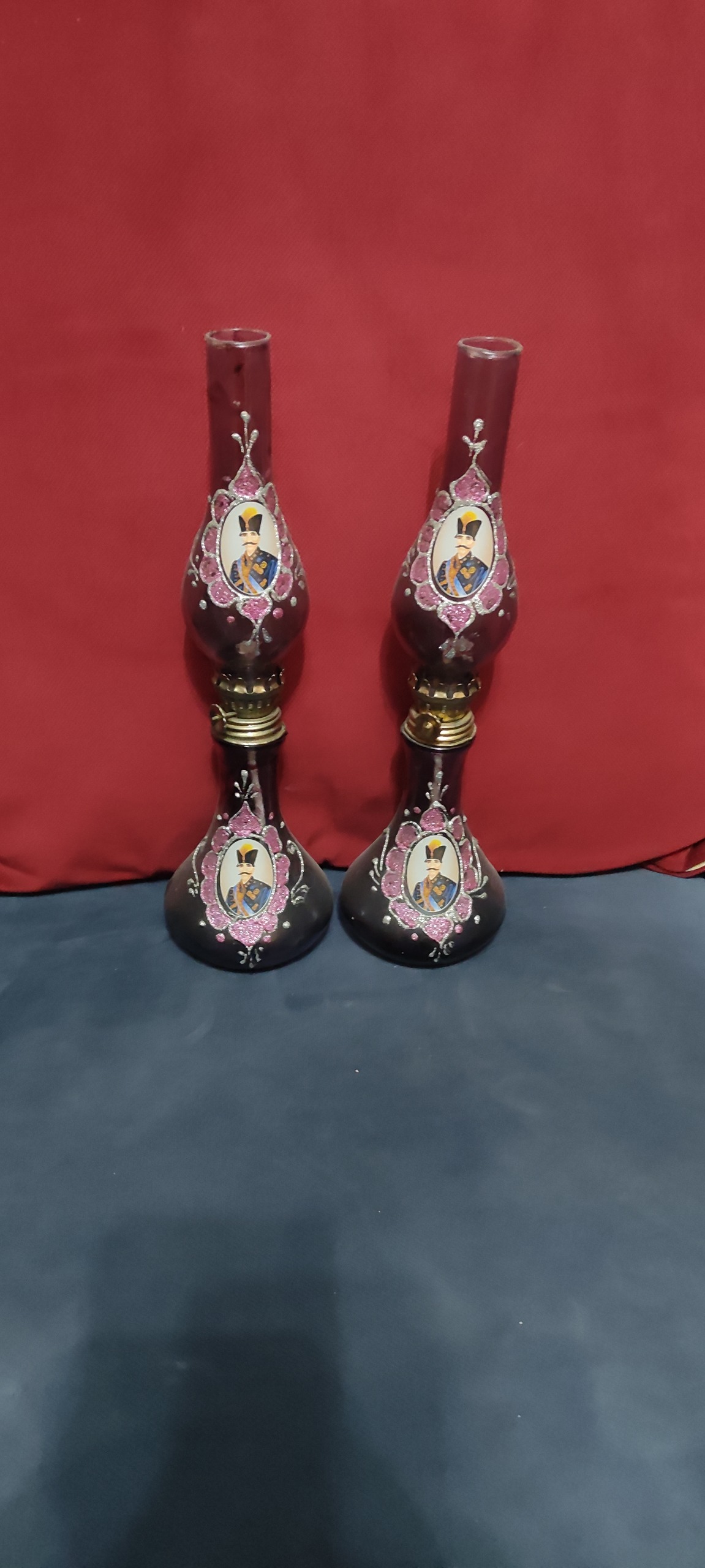 جفت چراغ فیتیله طرح ناصرالدین شاهی متوسط