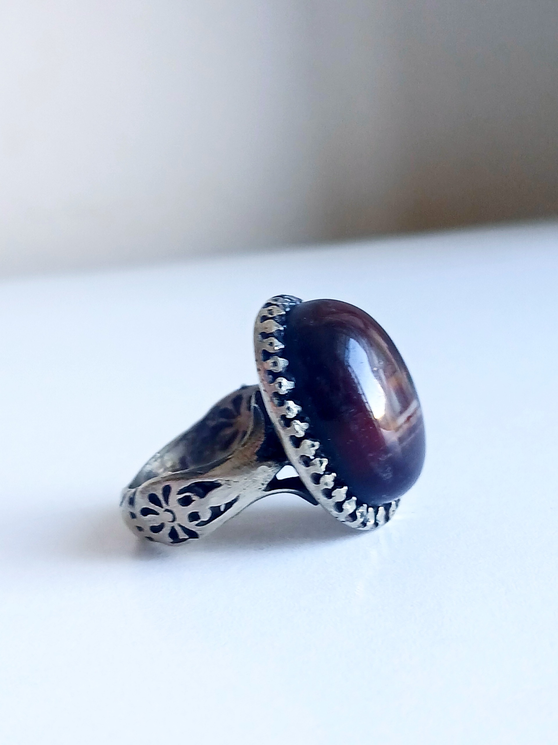 انگشتر عقیق مشکی ترکیبی فوقالعاده زیبا