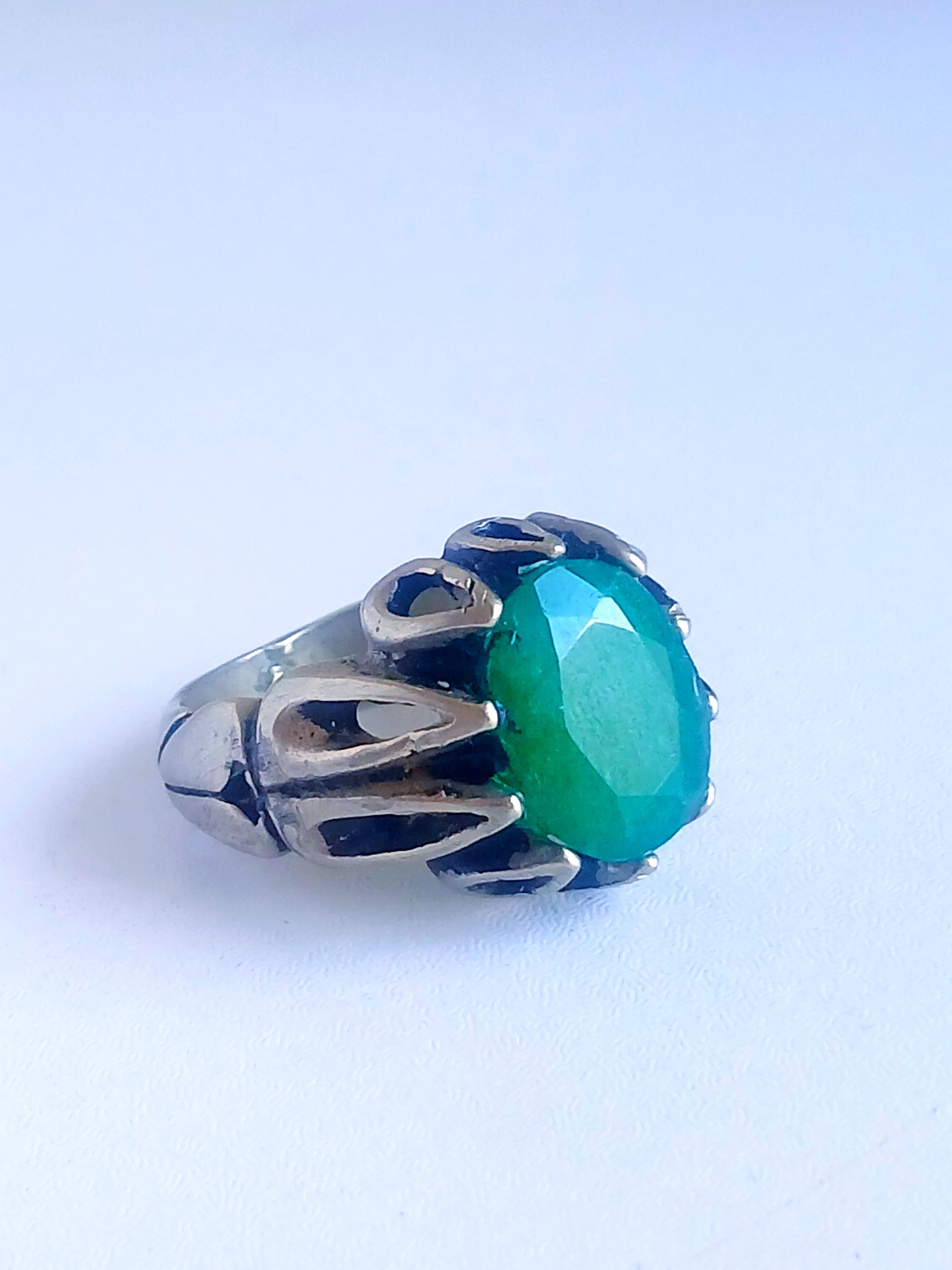 انگشتر نقره زمرد هندی فوق العاده زیبا