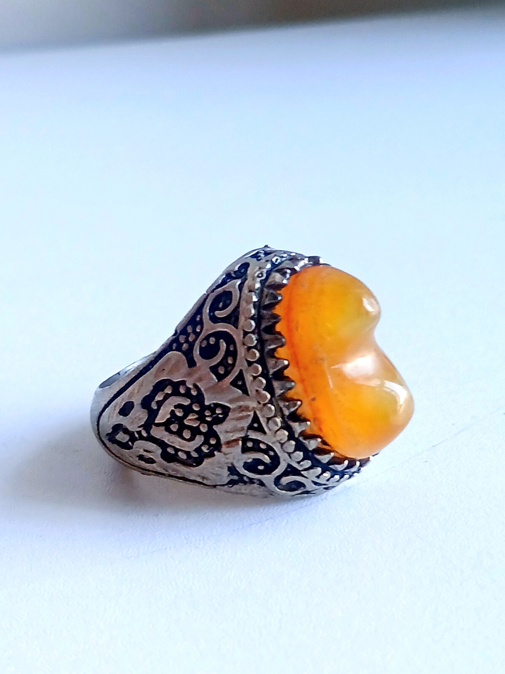 انگشتر نقره عقیق زرد دوکو هانه کمیاب زیبا