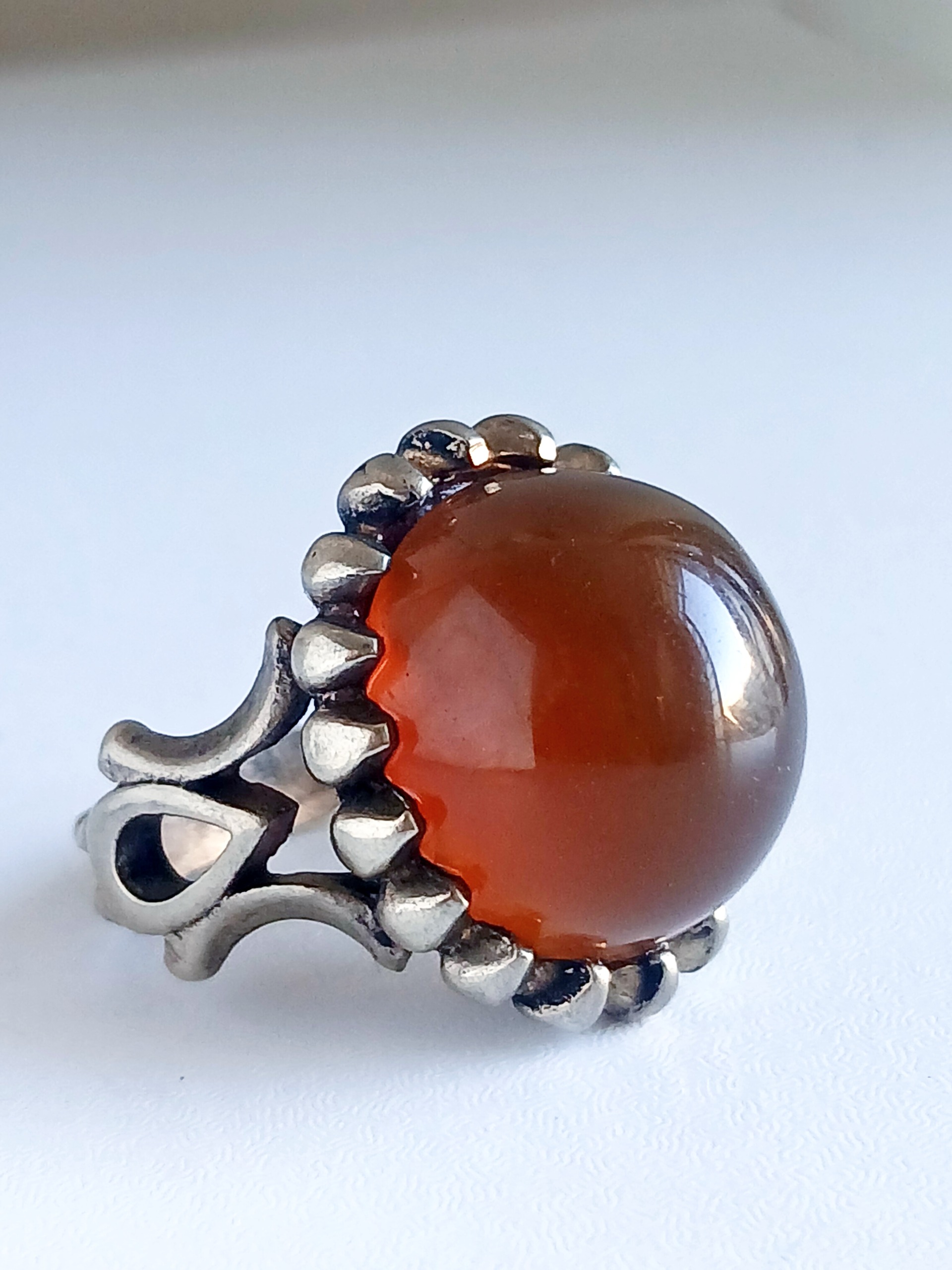 انگشتر نقره عقیق جزع خرمایی کیفیت فوق العاده