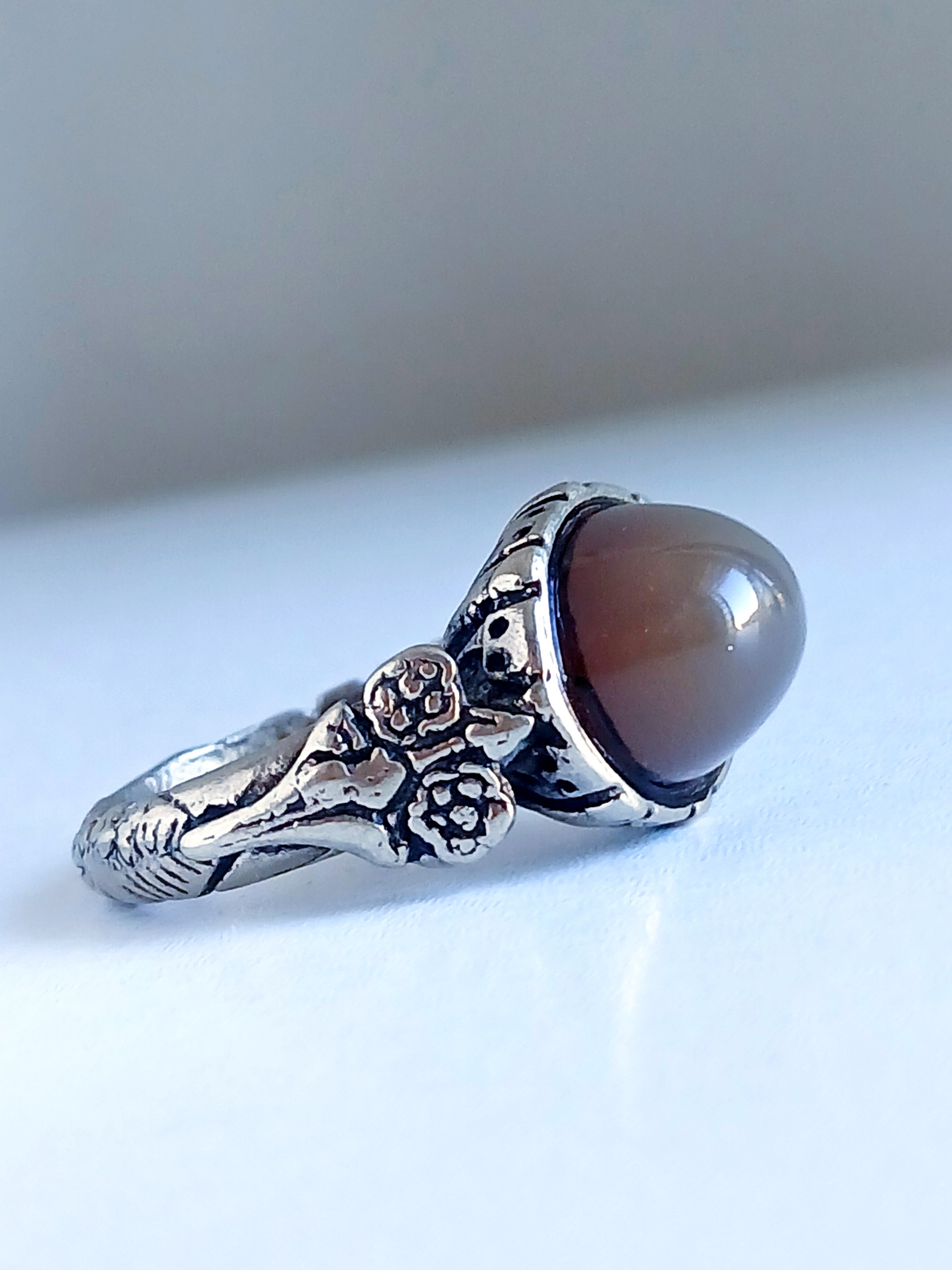 انگشتر نقره نازک 10 گرمی زنانه عقیق جزع زیبا