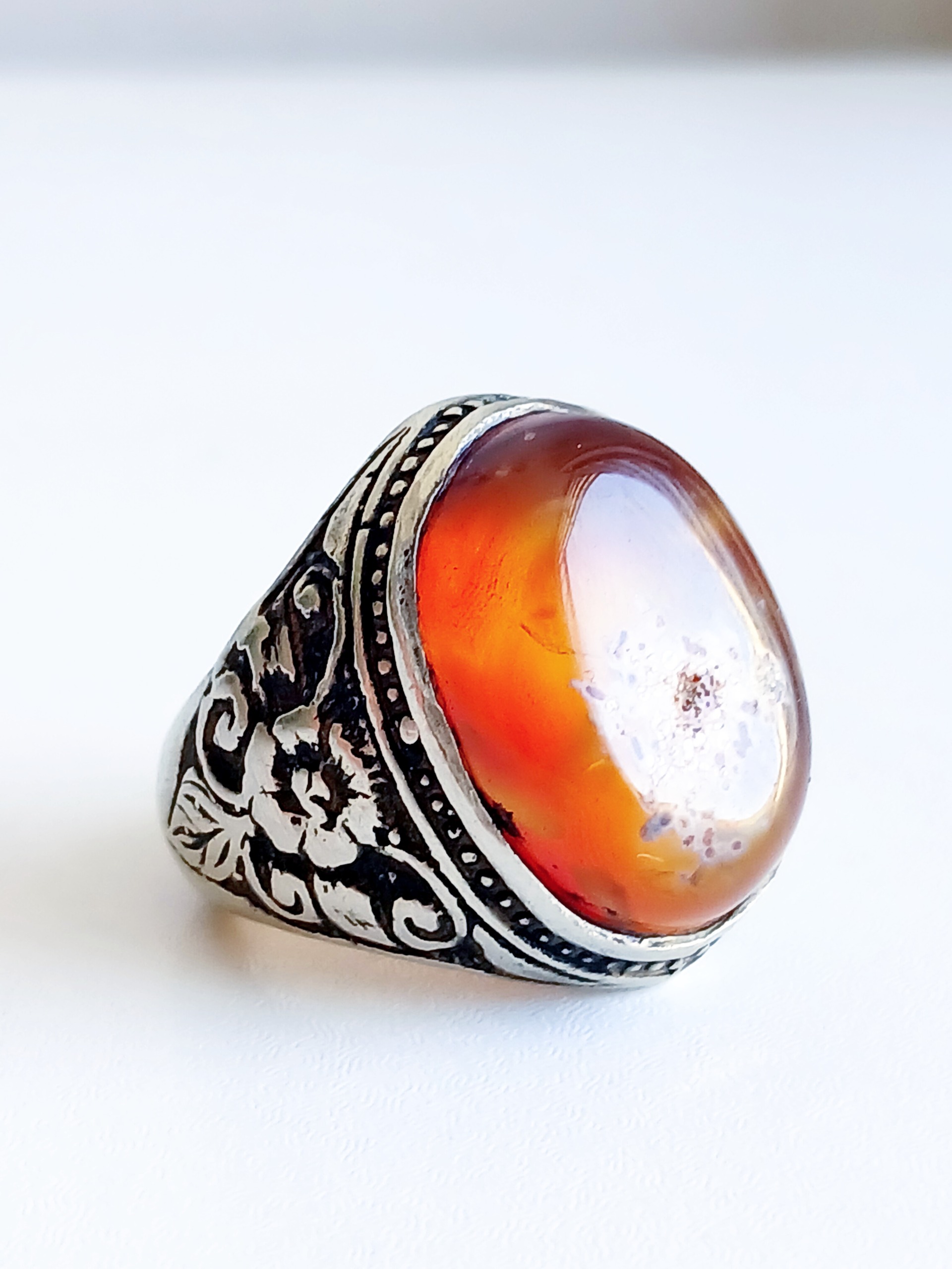 انگشتر نقره عقیق خراسانی رکاب قلم