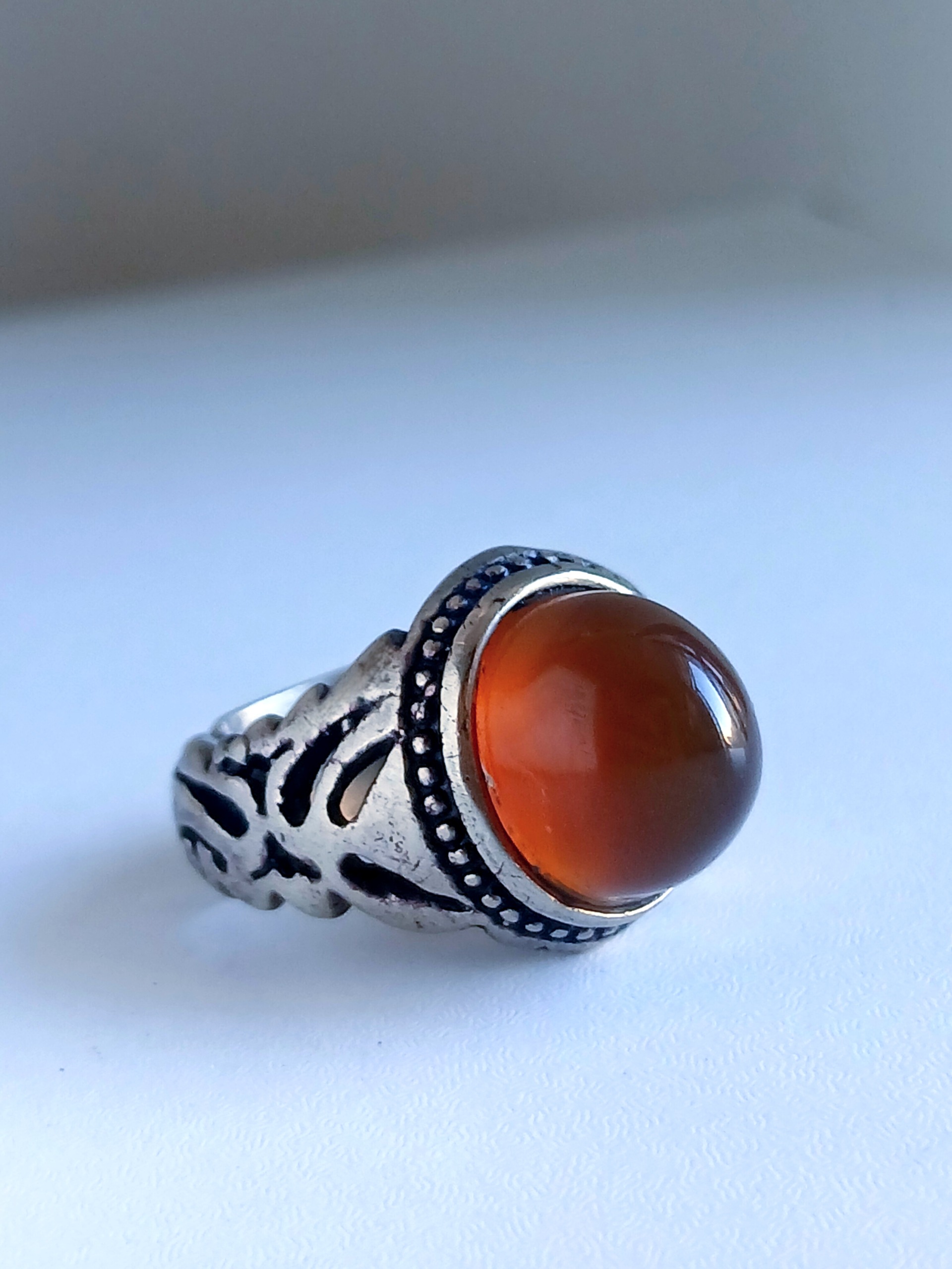 انگشتر نقره عقیق جزع خرمایی کیفیت فوق العاده