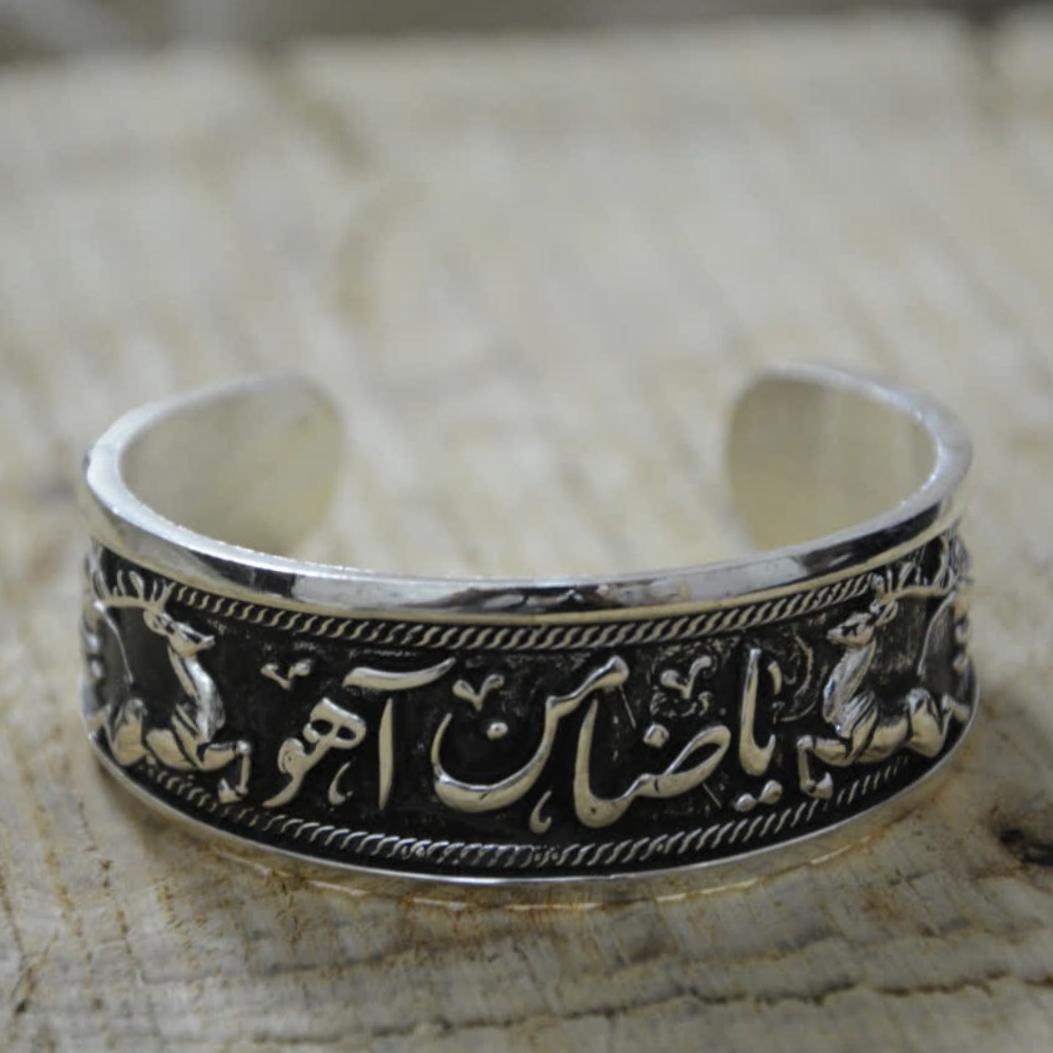 دستبند مردانه برنجی ، طرح ضامن آهو