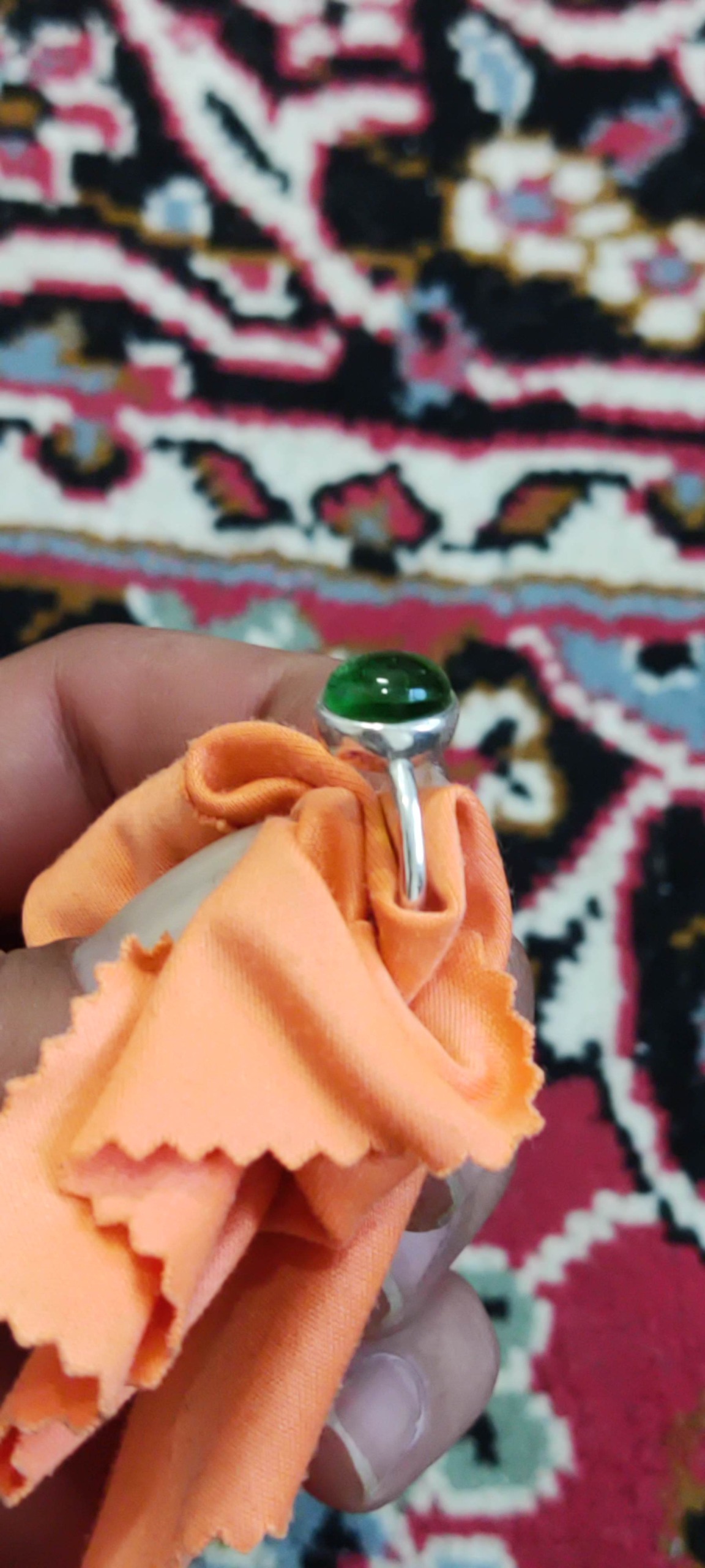 انگشتر نقره ابسیدین سبز زمردی درجه یکه یک