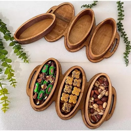 اردو خوری چوبی 3 تیکه بیضی