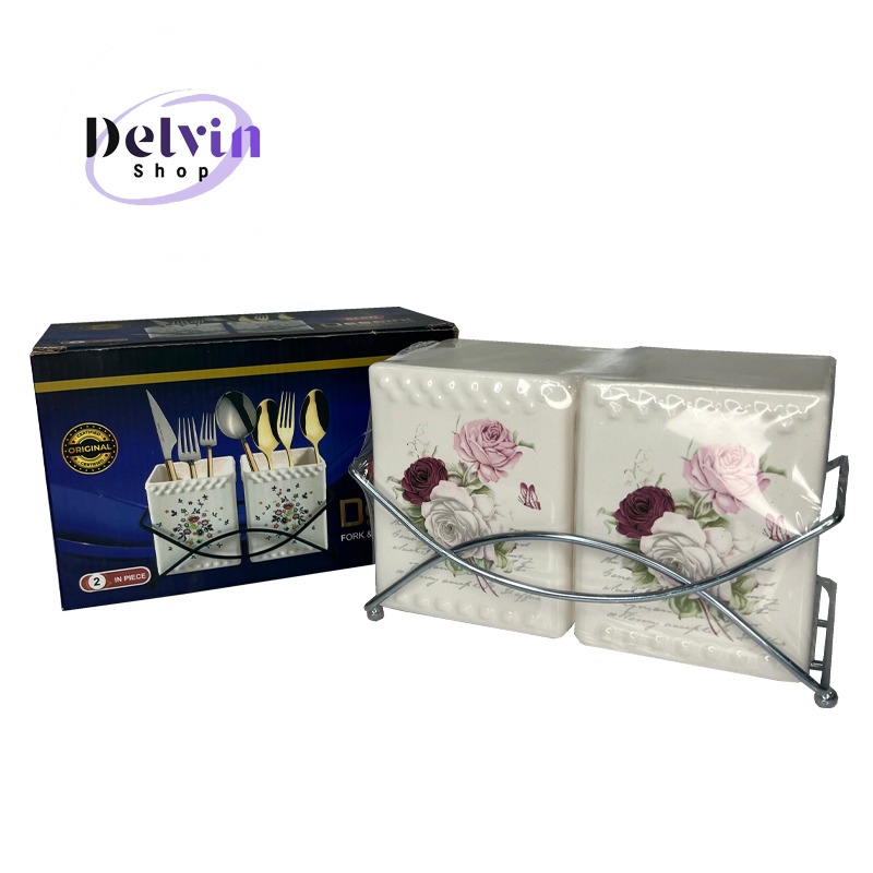 جاقاشقی سرامیکی دسینی دو قلو طرح گل