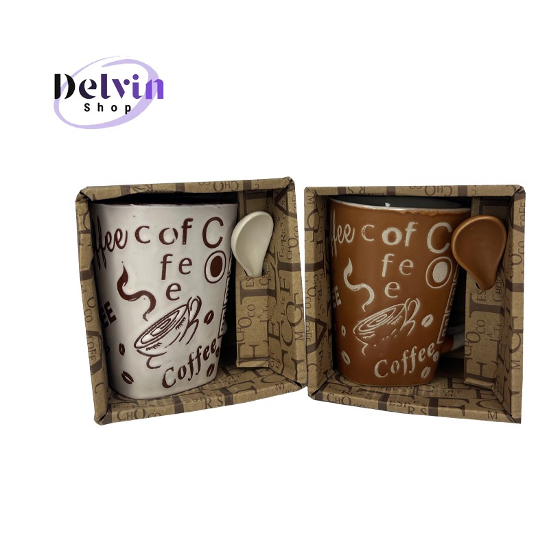 ماگ سرامیکی کادویی همراه با قاشق سرامیکی