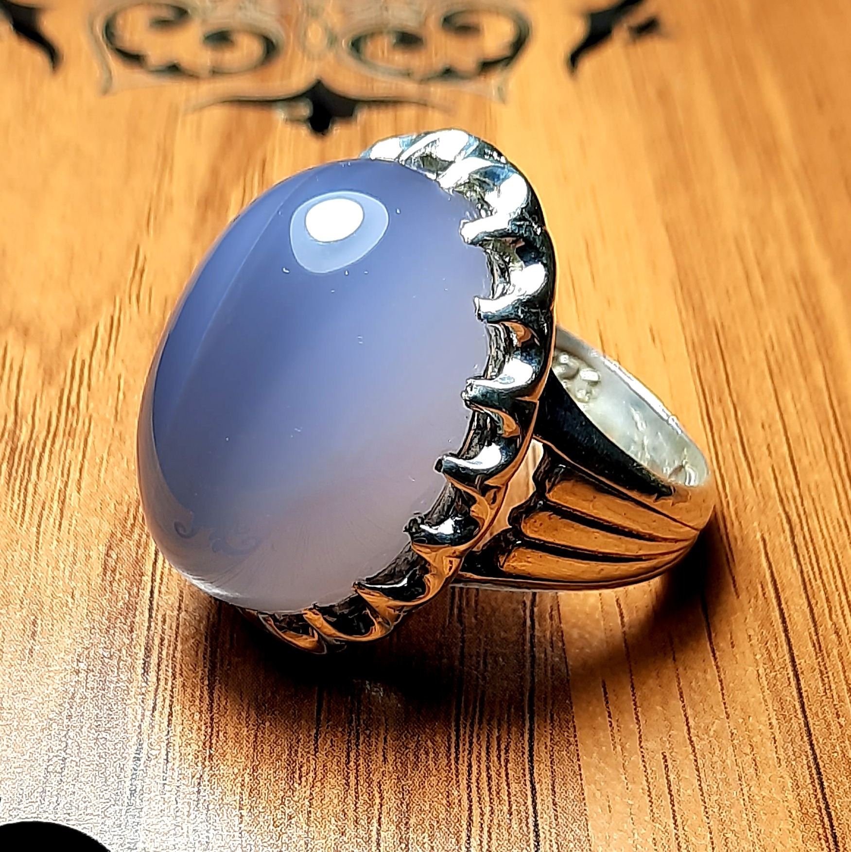 انگشترعقیق کبودیمن،نقره 925