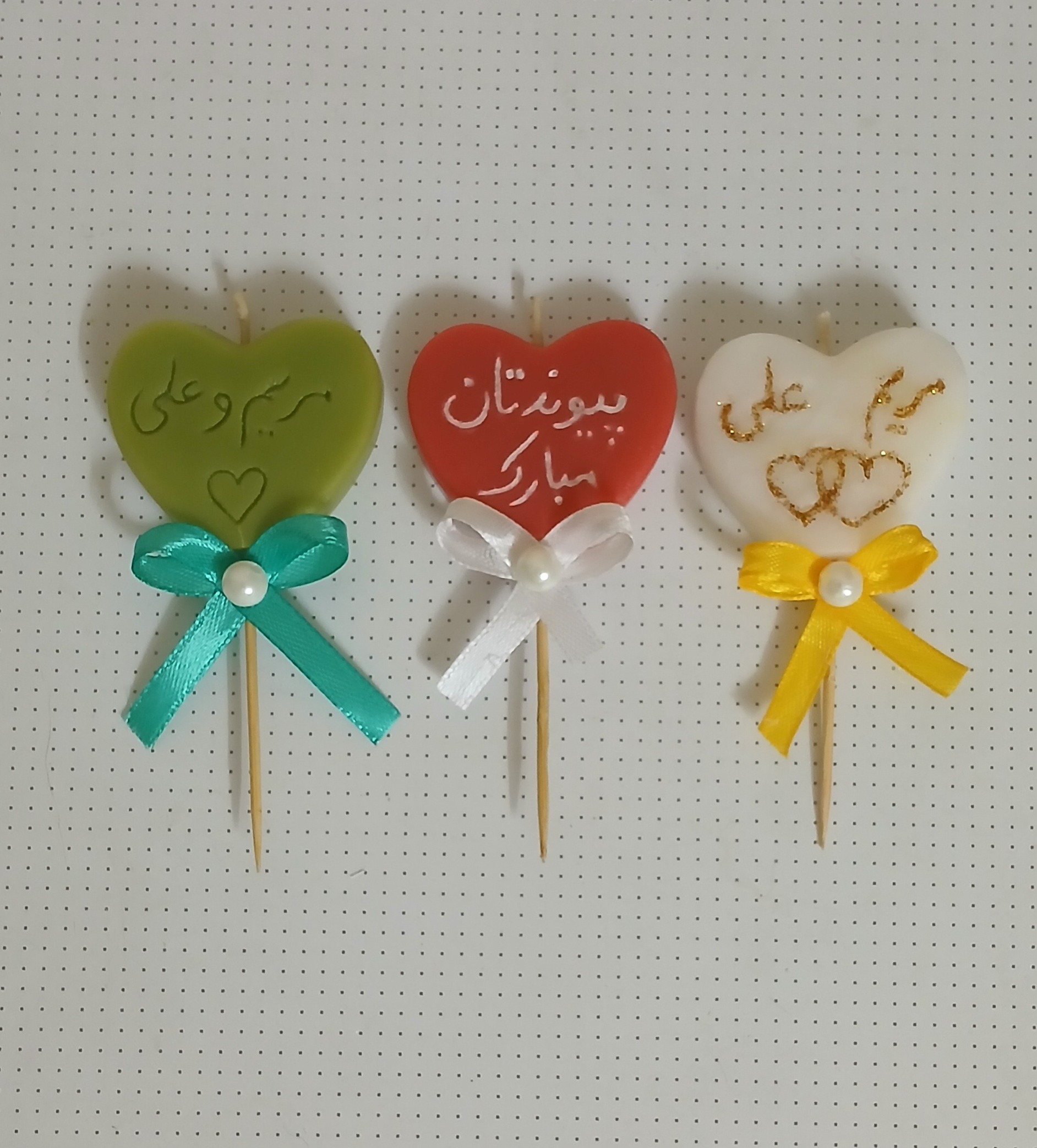 شمع قلبی حکاکی شده با متن دلخواه، بسته دو عددی