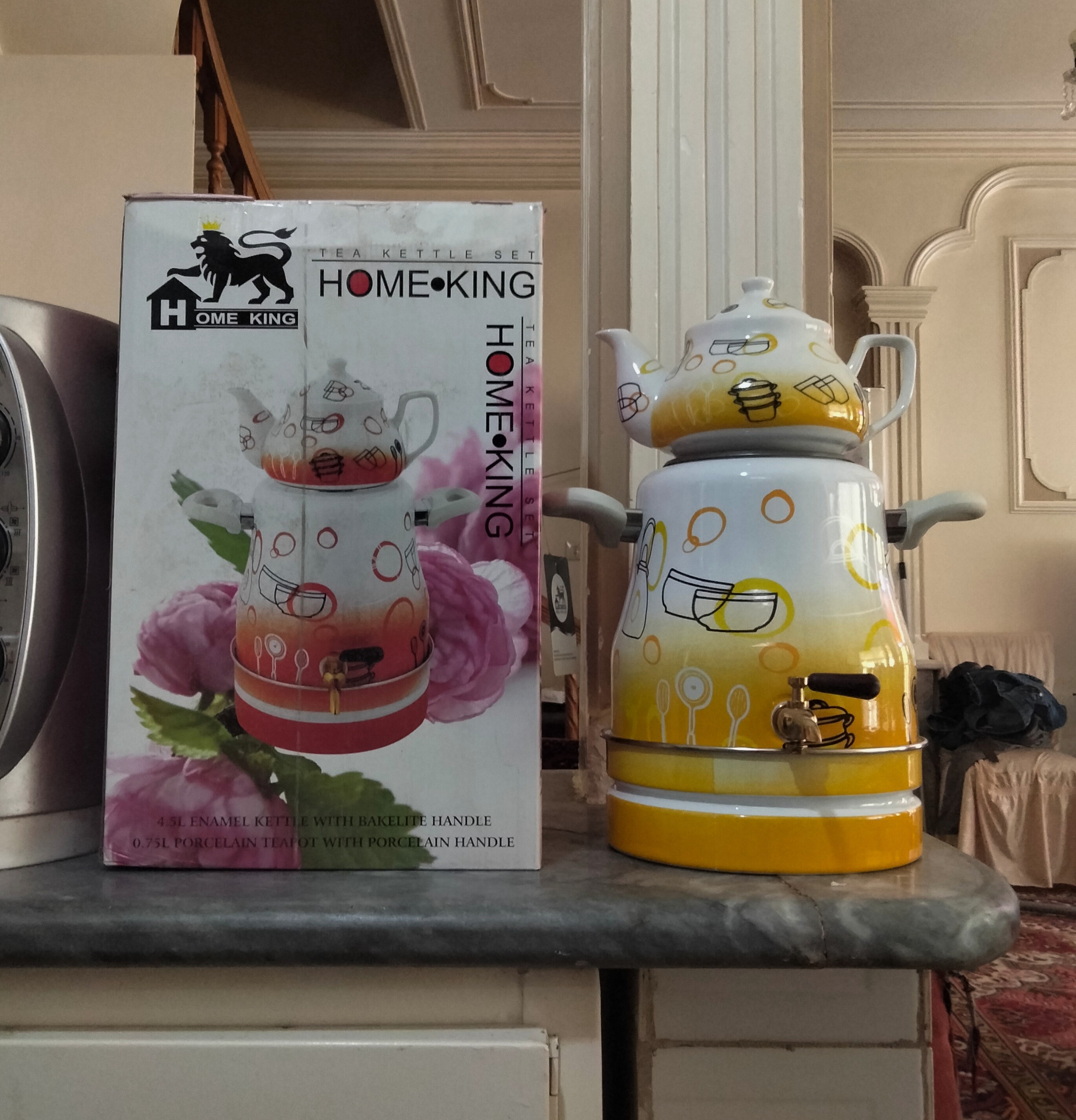 کتری روگازی به همراه قوری برند Home king