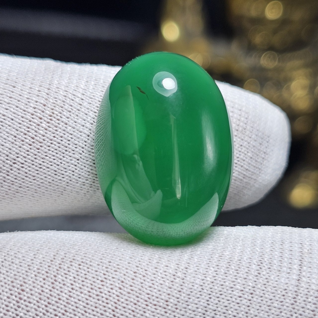 نگین درشت سنگ عقیق سبز معدنی کد 36194