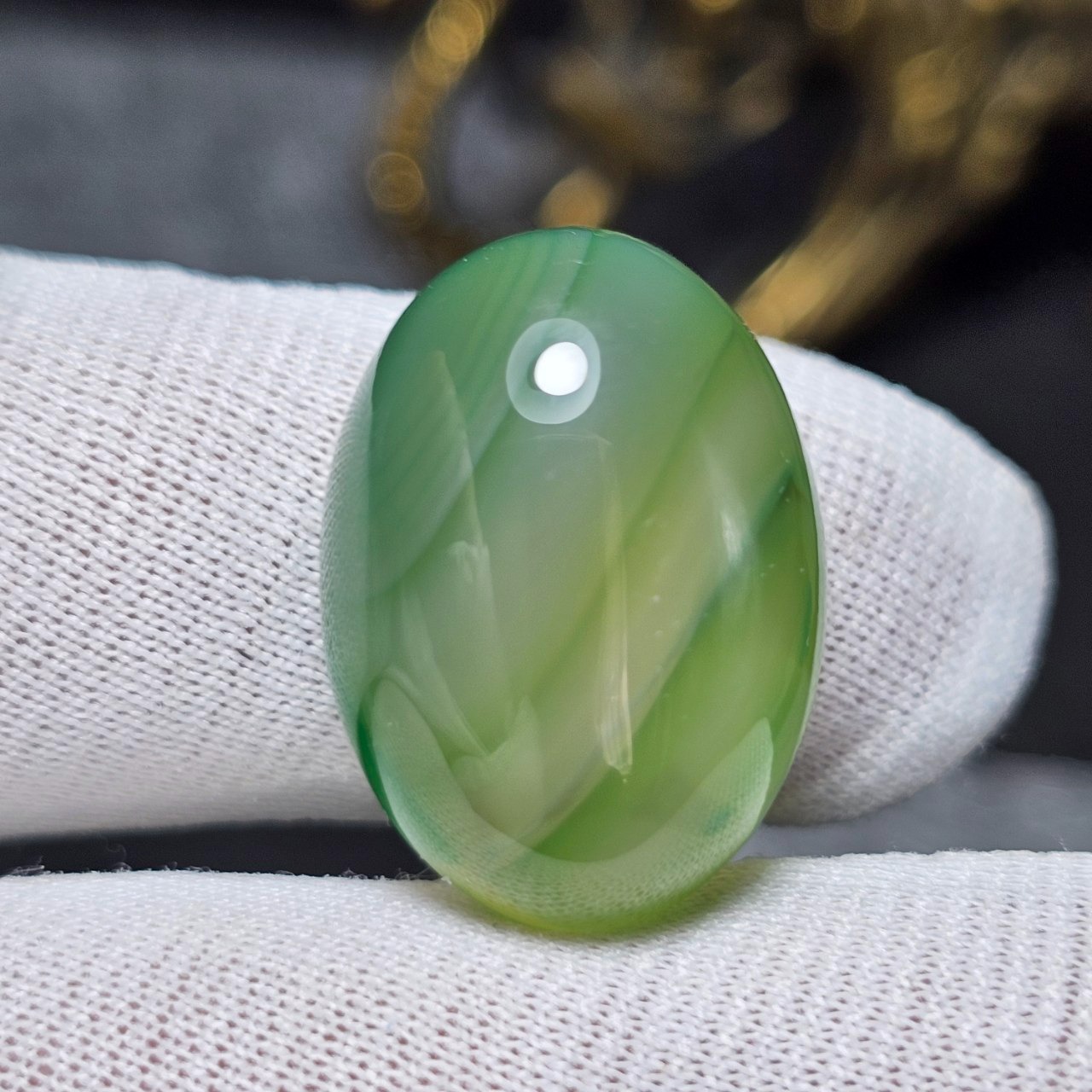 نگین سنگ عقیق سبز معدنی کد 36198