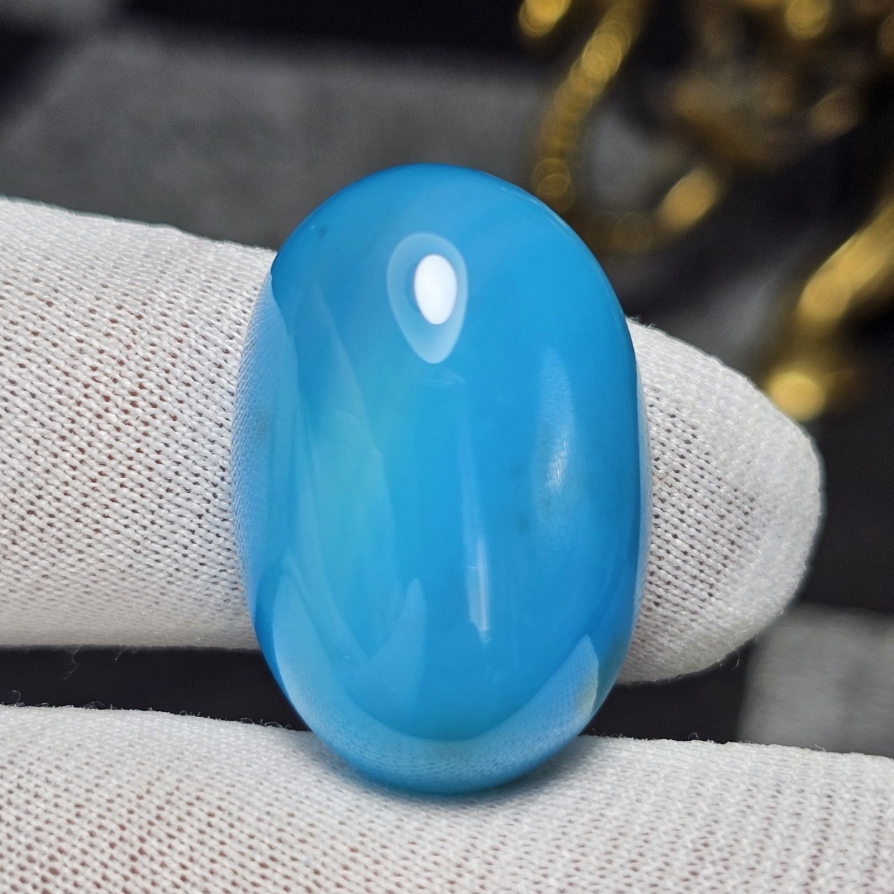 نگین درشت سنگ عقیق آبی معدنی کد 36200