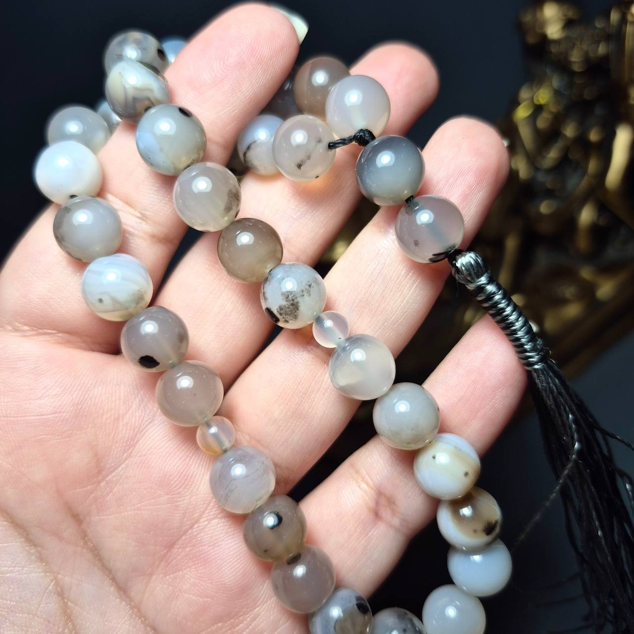 تسبیح 33 دانه سنگ عقیق معدنی سایز 10 میل کد k1093