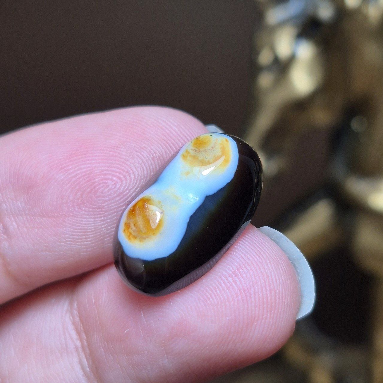 نگین سنگ عقیق شفت العبد باباقوری دو چشم کد k1133