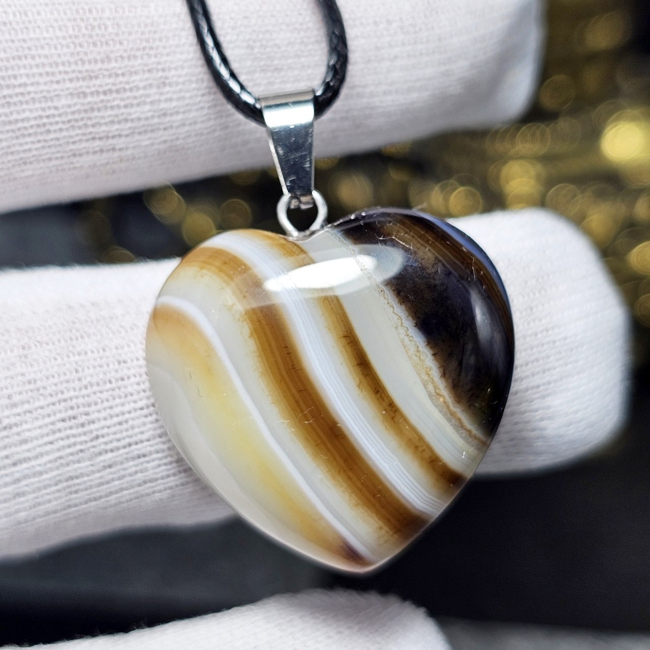 آویز گردنبند سنگ عقیق سلیمانی معدنی کد 36596