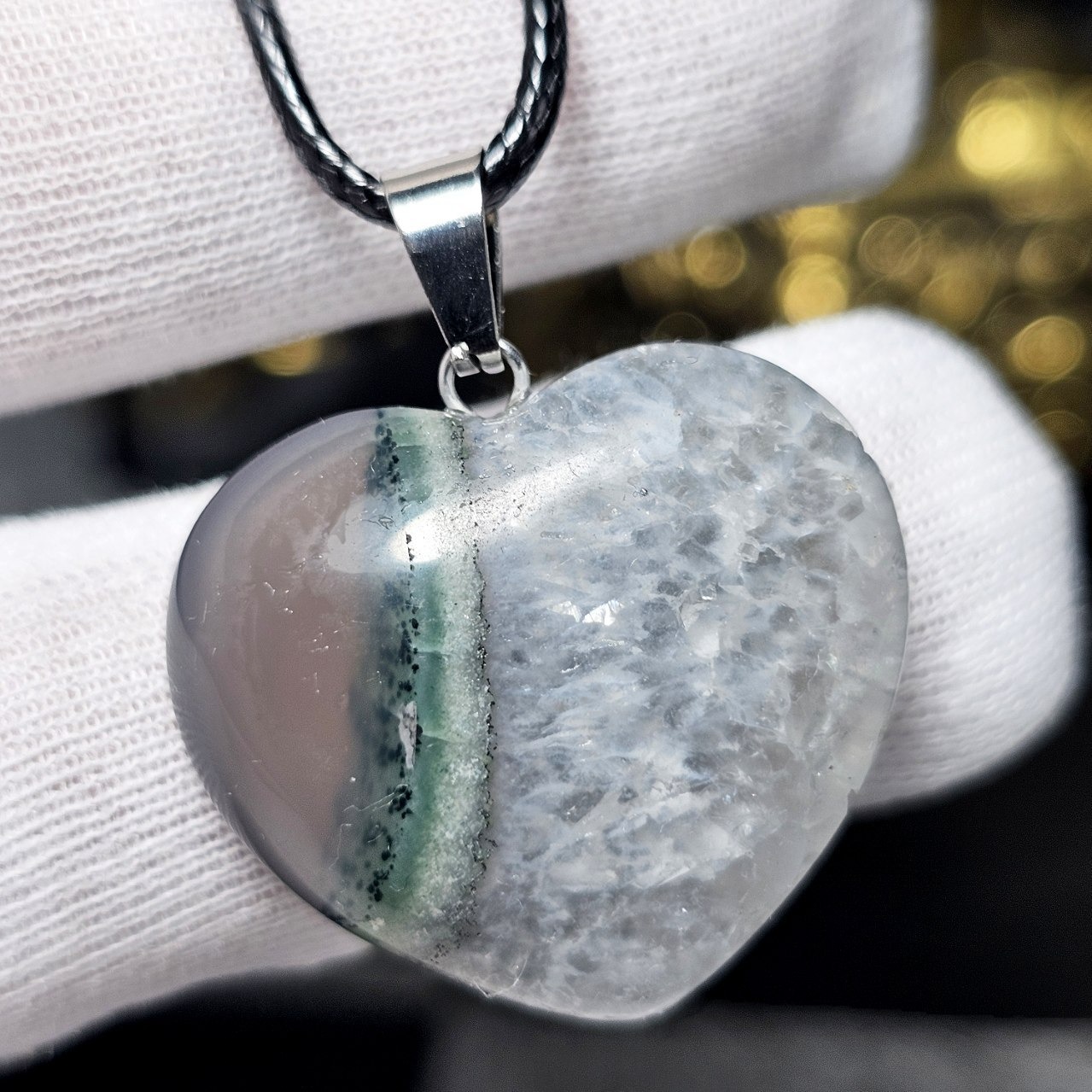 آویز گردنبند سنگ طبیعی عقیق ژئودی معدنی کد 36597