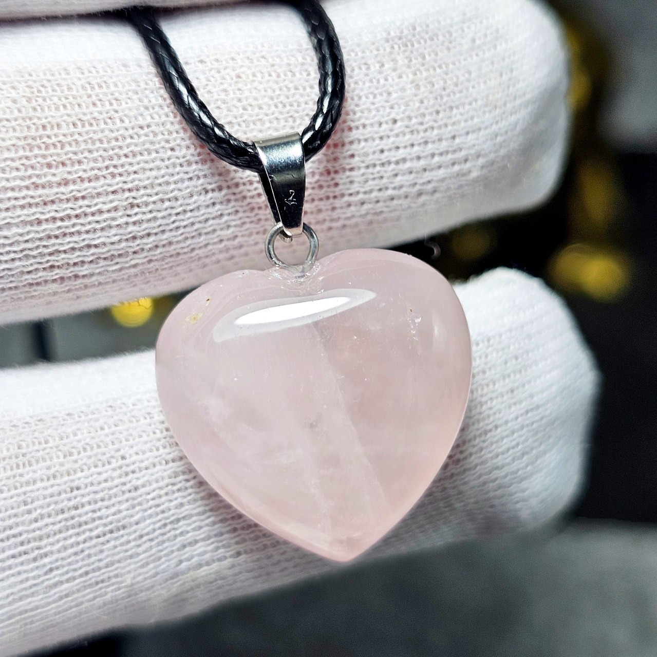 آویز گردنبند سنگ طبیعی رز کوارتز معدنی کد 36598