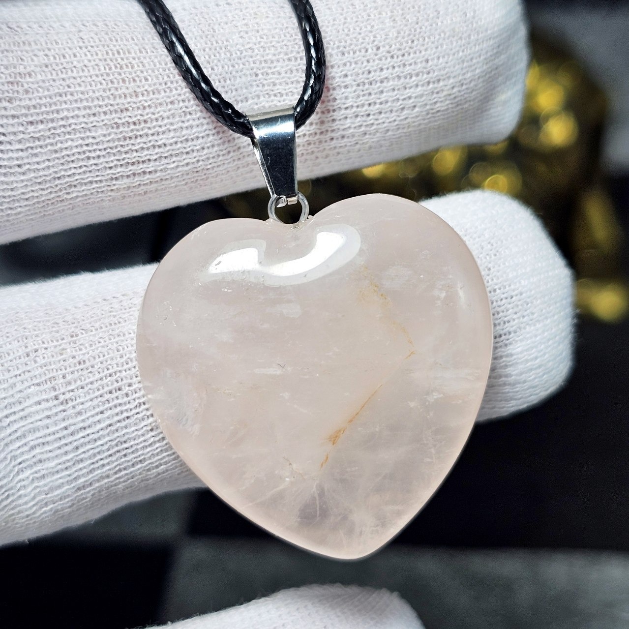 آویز گردنبند سنگ طبیعی رز کوارتز معدنی کد 36600