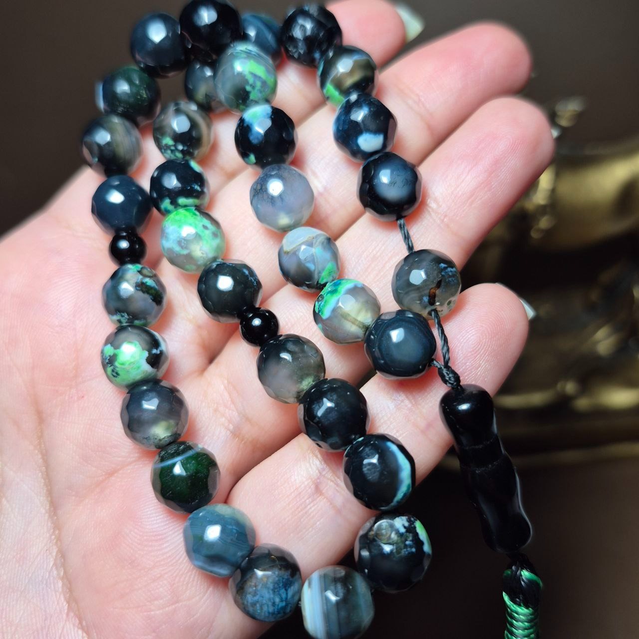 تسبیح 33 دانه سنگ عقیق معدنی سایز 10 میل کد k1142