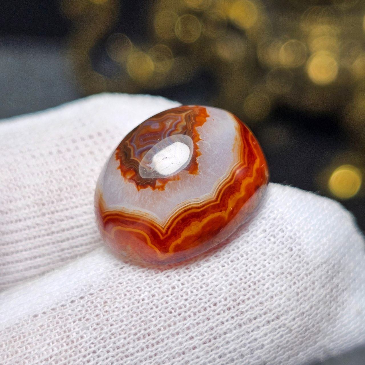 نگین سنگ عقیق سه پوست باباقوری معدنی کد 36814