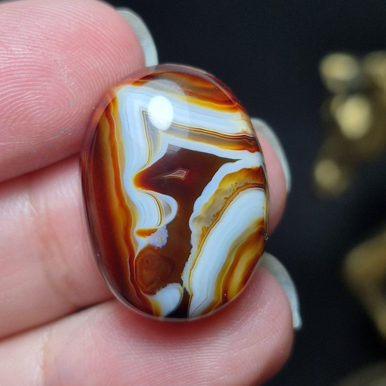 نگین سنگ عقیق مصور معدنی نمونه خاص کد k1169