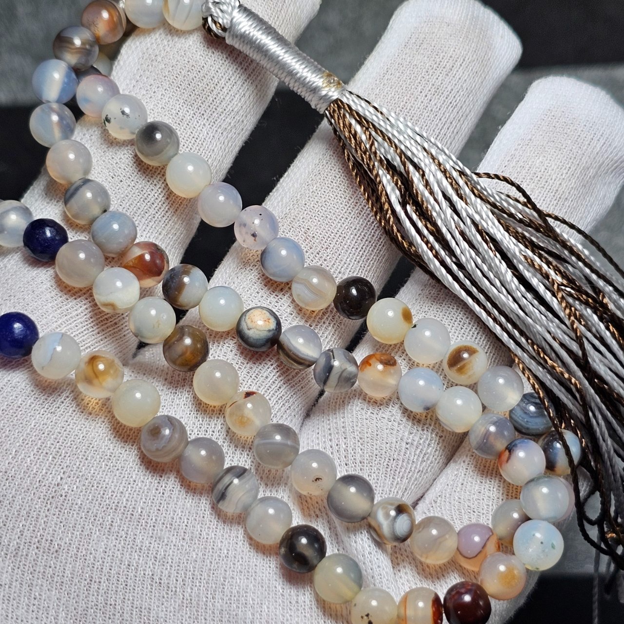 تسبیح 101 دانه سنگ طبیعی عقیق معدنی کد 36720