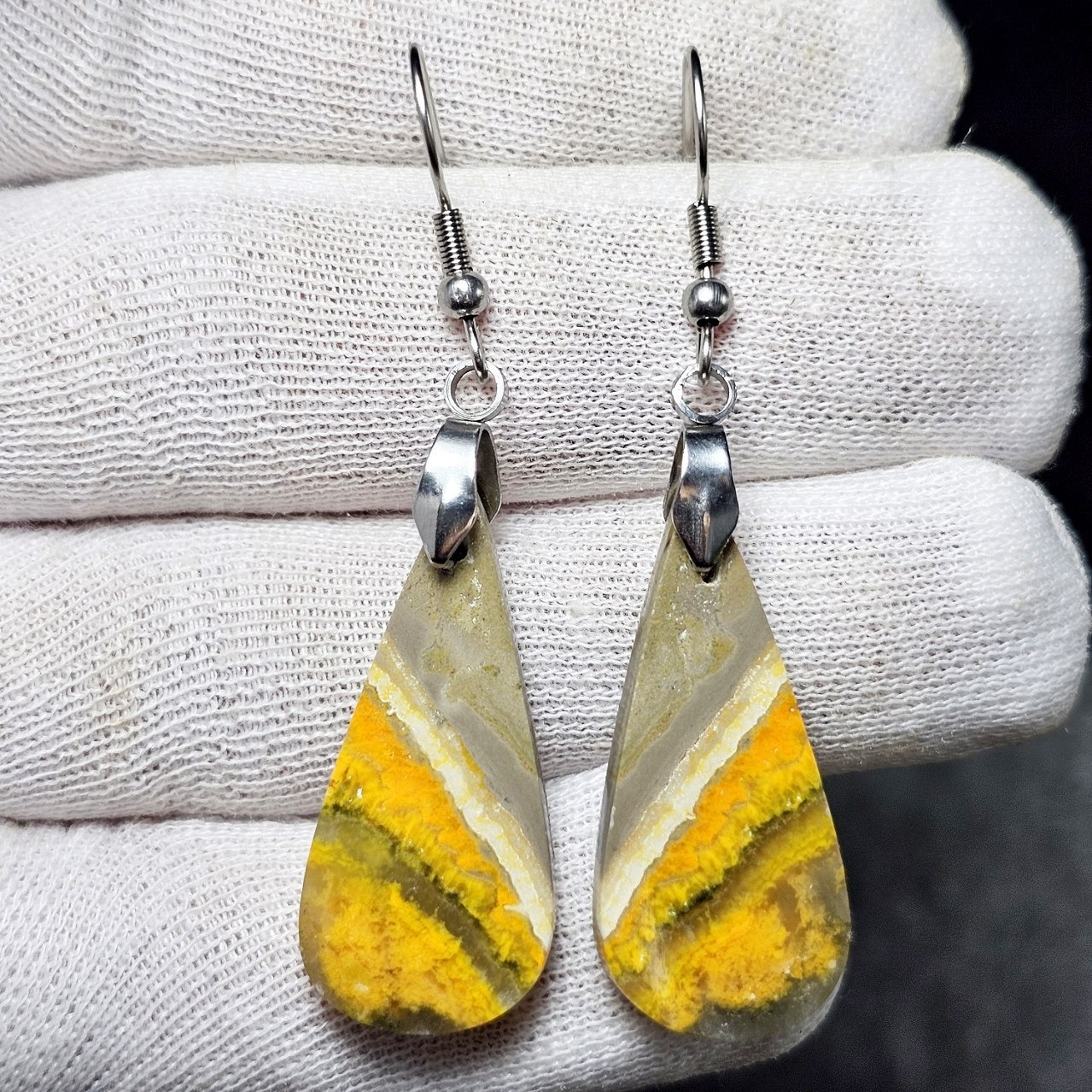 گوشواره سنگ طبیعی بامبل بی جاسپر معدنی کد 36712