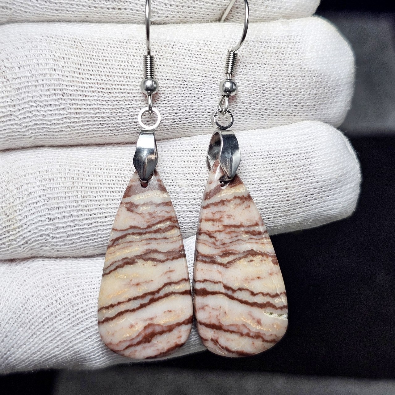  گوشواره سنگ طبیعی جاسپر معدنی کد 36711