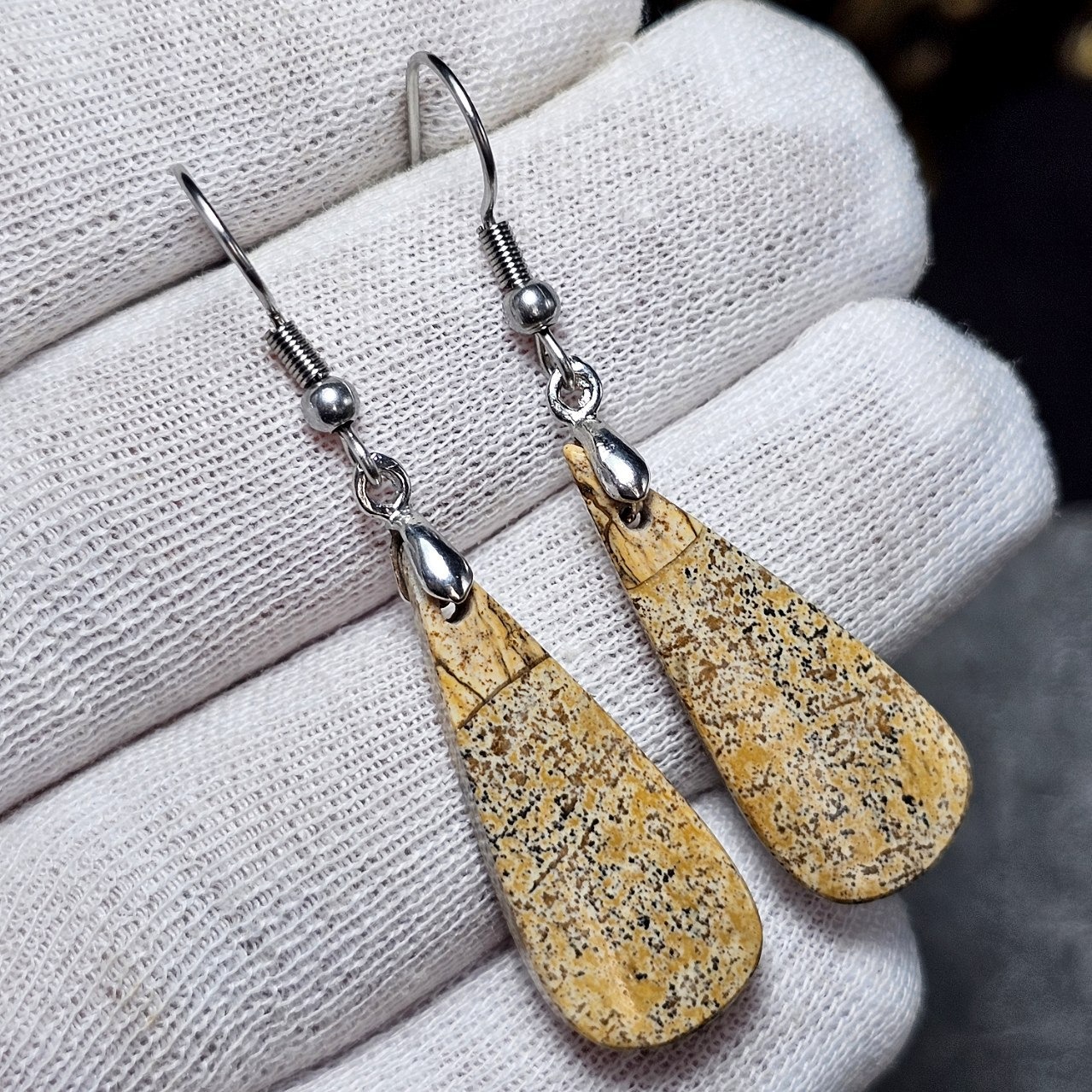  گوشواره سنگ طبیعی جاسپر کویری معدنی کد 36709