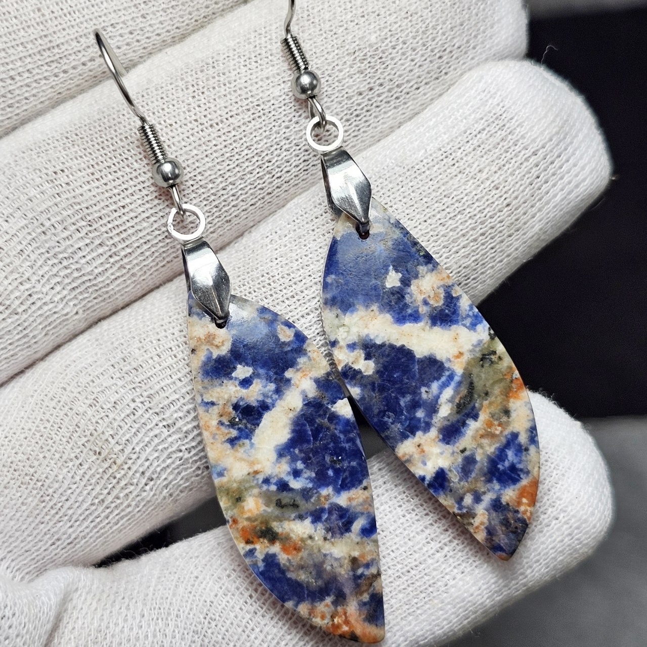  گوشواره سنگ طبیعی سودالیت معدنی کد 36708