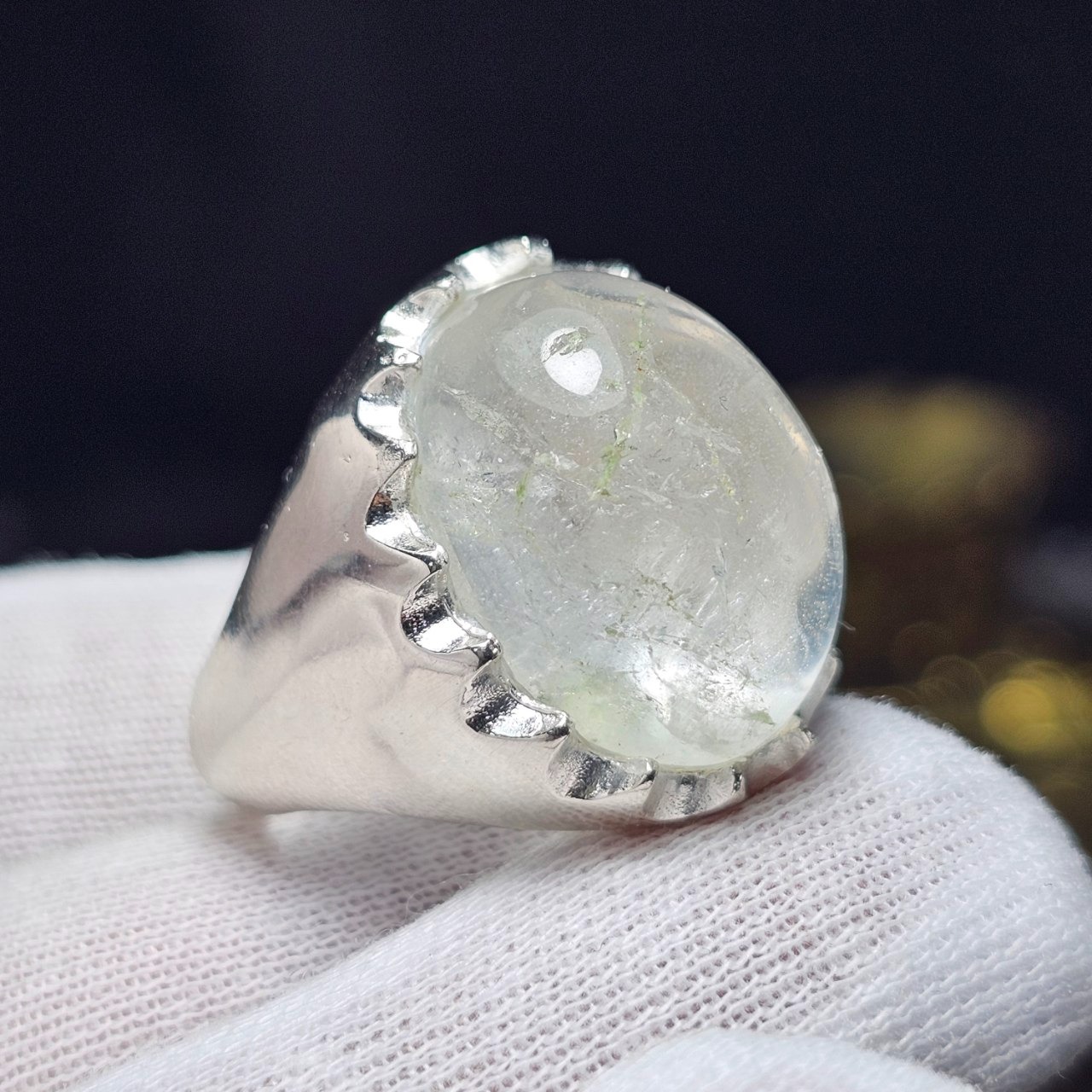 انگشتر نقره روس با سنگ طبیعی در اصل نجف کد 37035