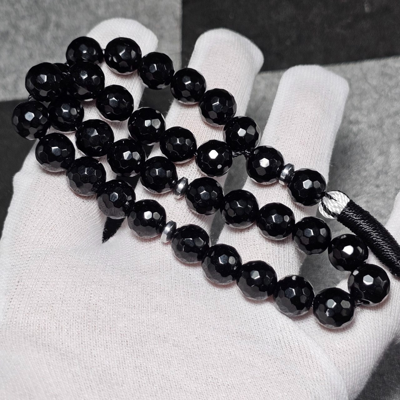 تسبیح 33 دانه سنگ اونیکس تراش دار کد 37087