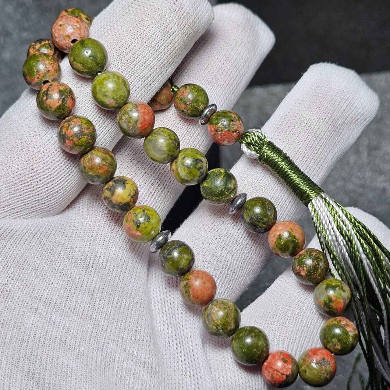 تسبیح 33 دانه سنگ طبیعی اوناکیت معدنی کد 37103