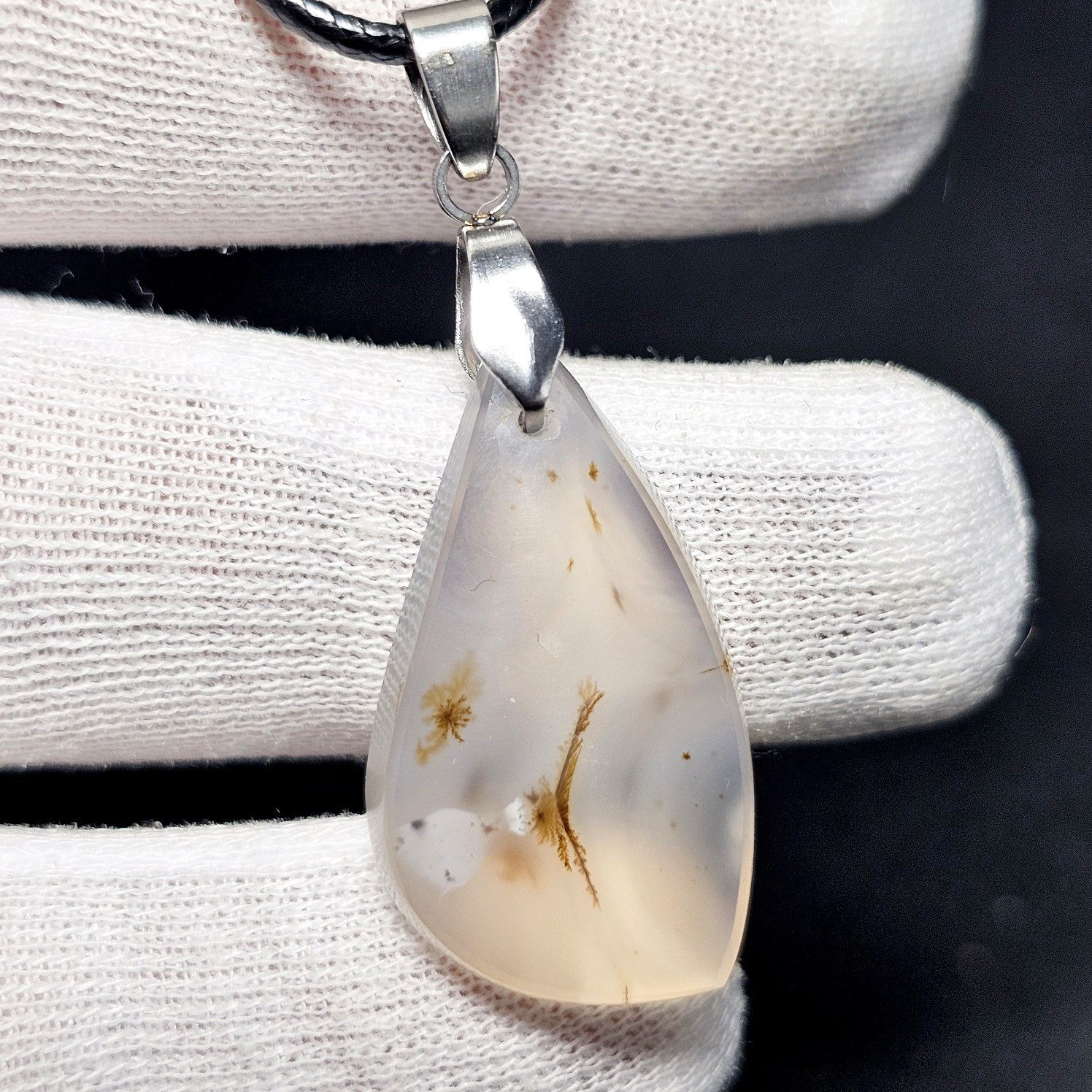 آویز گردنبند سنگ طبیعی عقیق شجر معدنی کد 37552