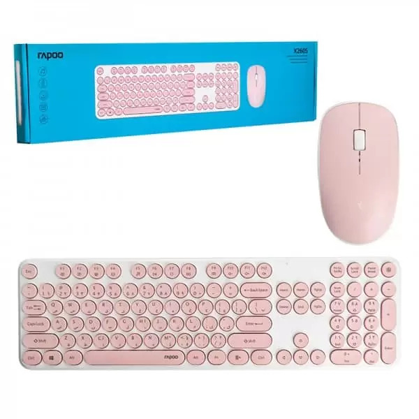 ماوس و کیبورد بی سیم صورتی Rapoo X260S