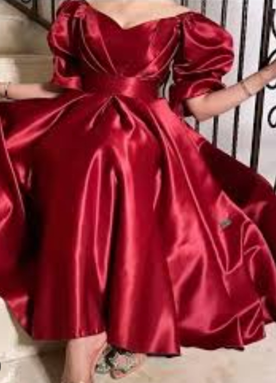 پیراهن مجلسی یقه دلبری زرشکی زنانه