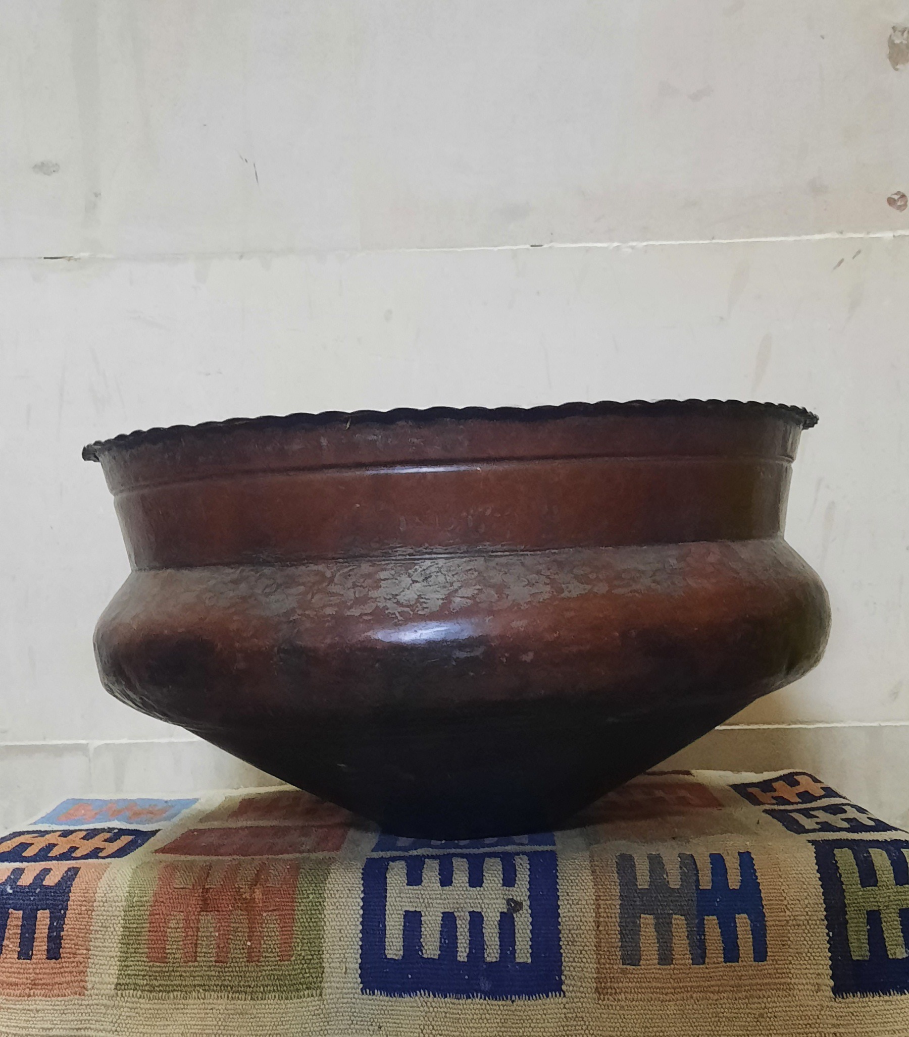 تاس بزرگ مسی لب کنگره قاجاری قطر 46