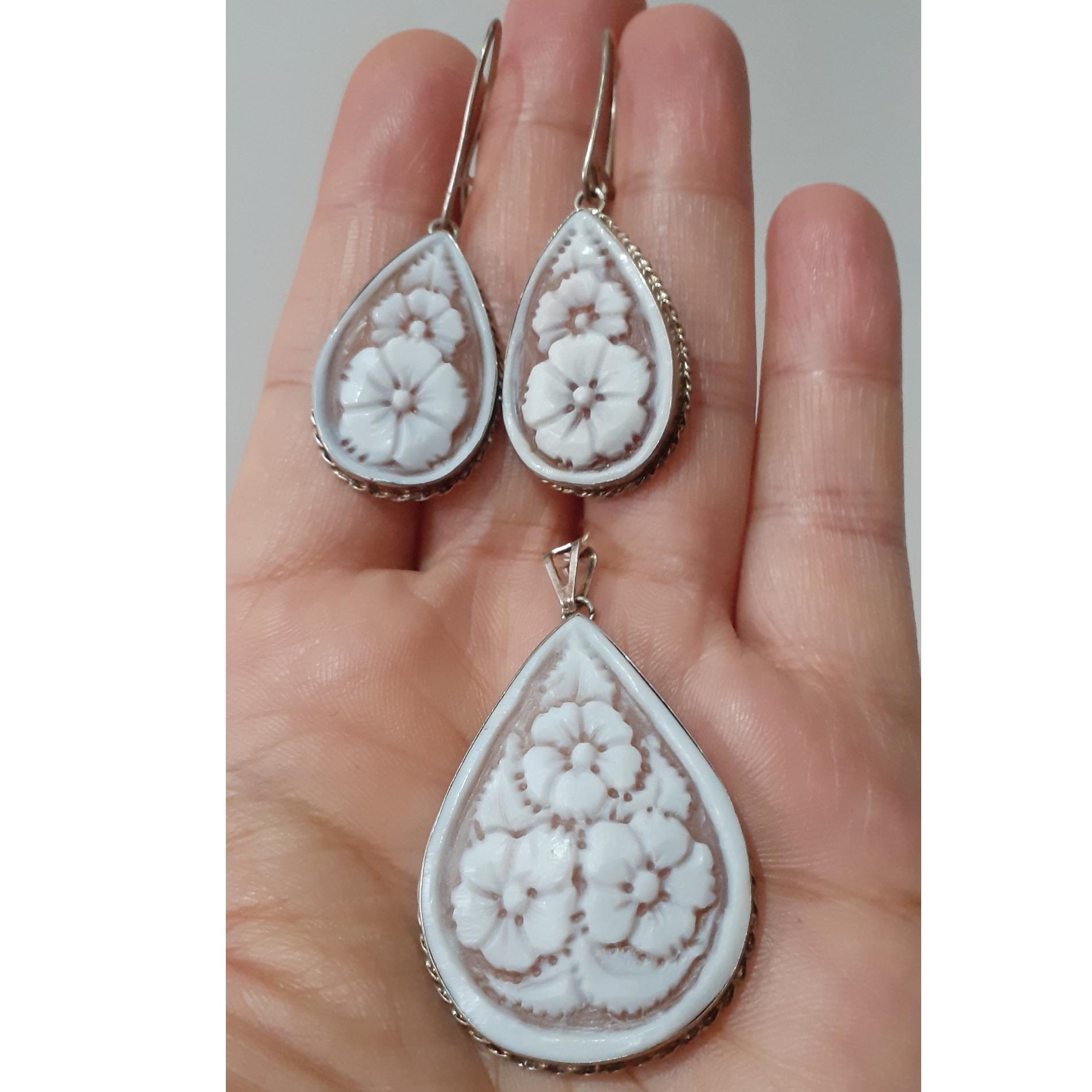 نیم ست نقره با سنگ تزیینی