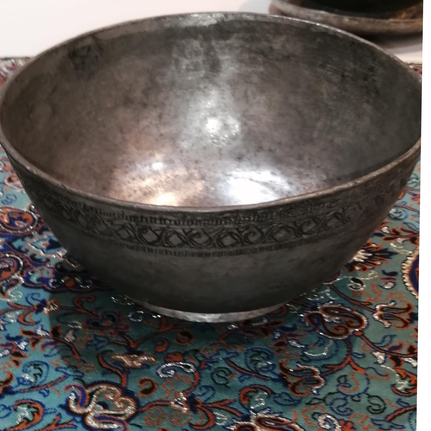 کاسه مسی قاجار تاریخ دار و صاحب دار